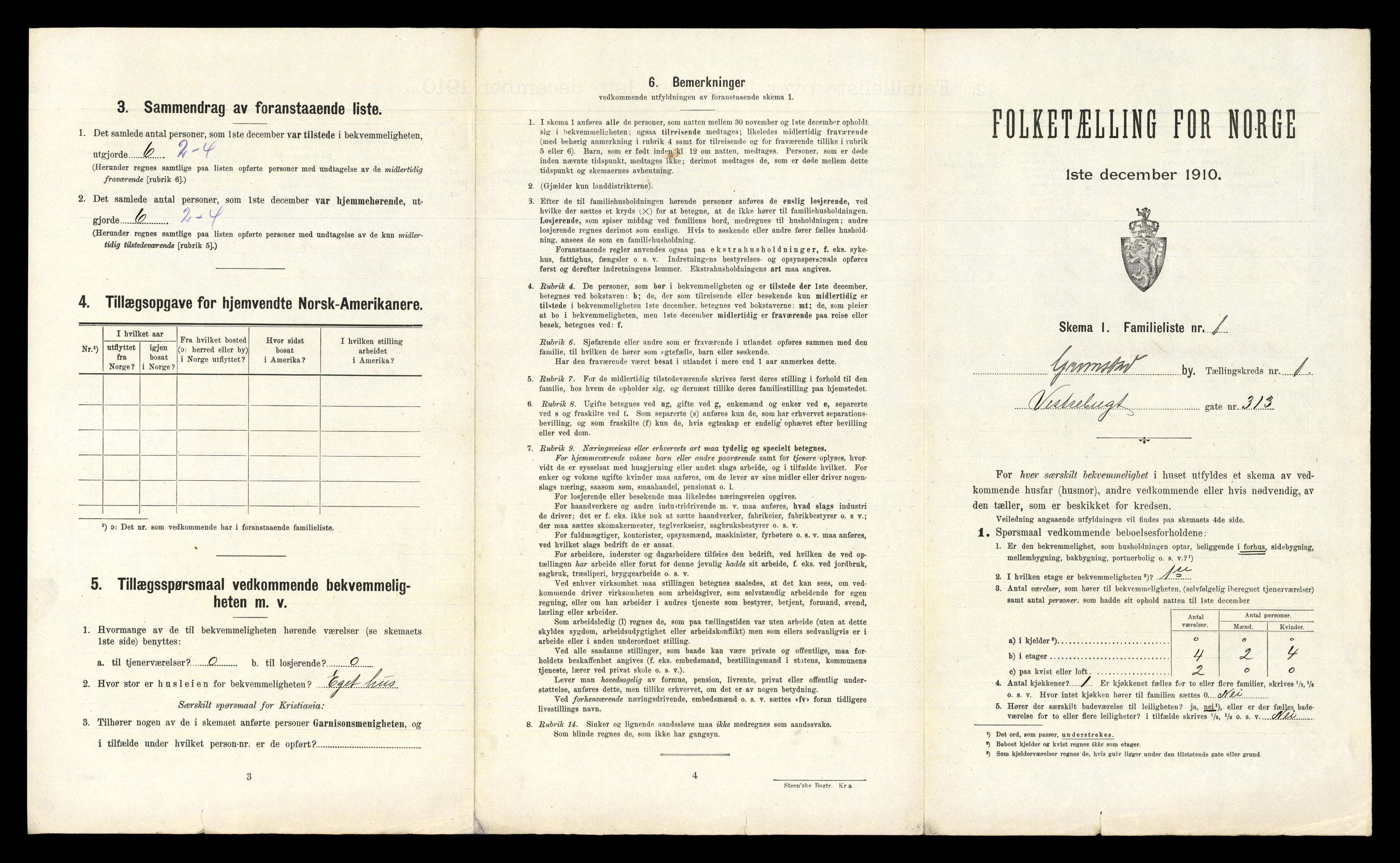 RA, 1910 census for Grimstad, 1910, p. 604