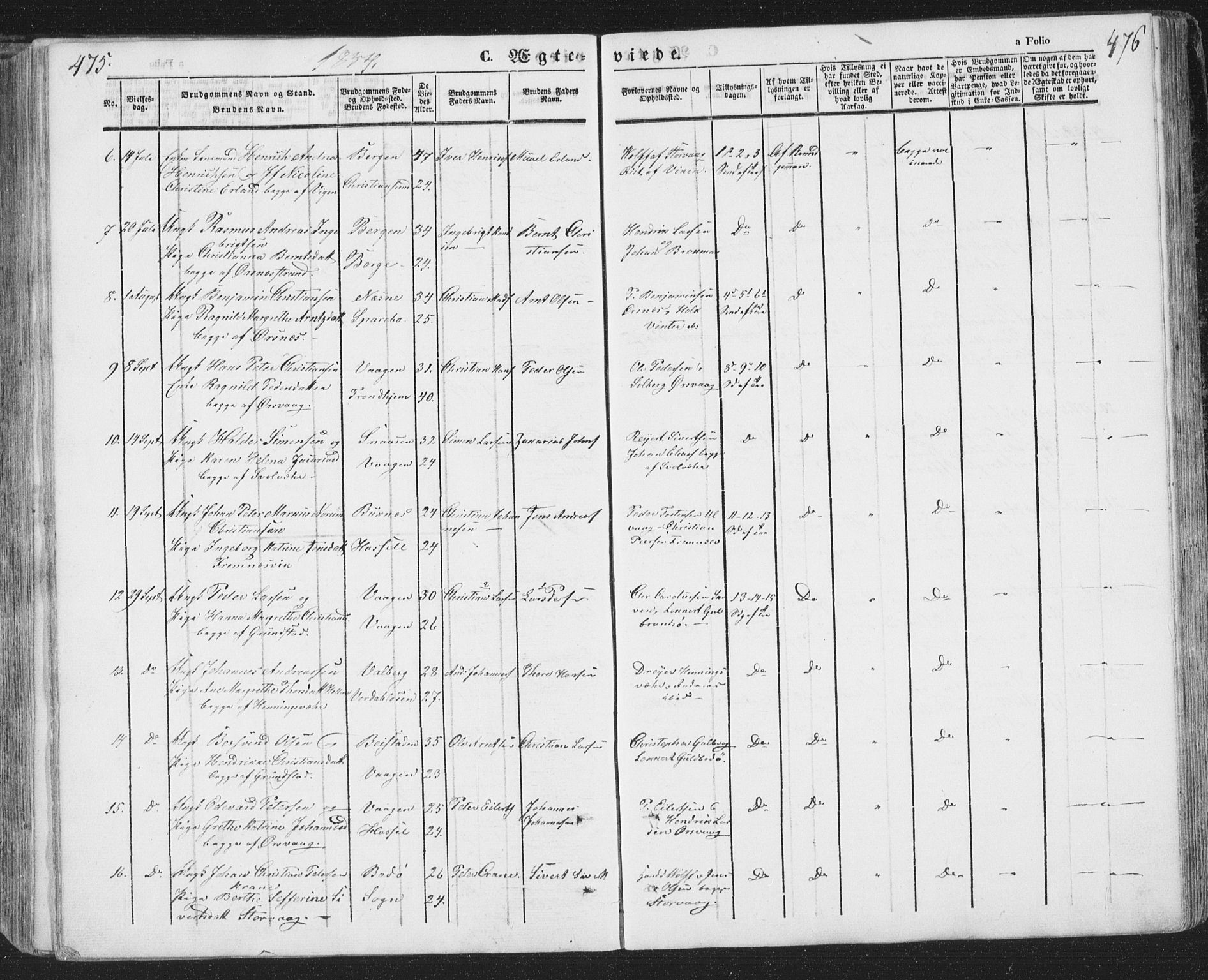 Ministerialprotokoller, klokkerbøker og fødselsregistre - Nordland, AV/SAT-A-1459/874/L1072: Parish register (copy) no. 874C01, 1843-1859, p. 475-476