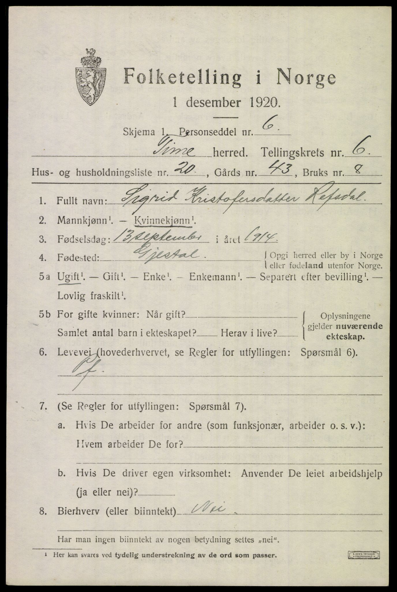 SAST, 1920 census for Time, 1920, p. 7229