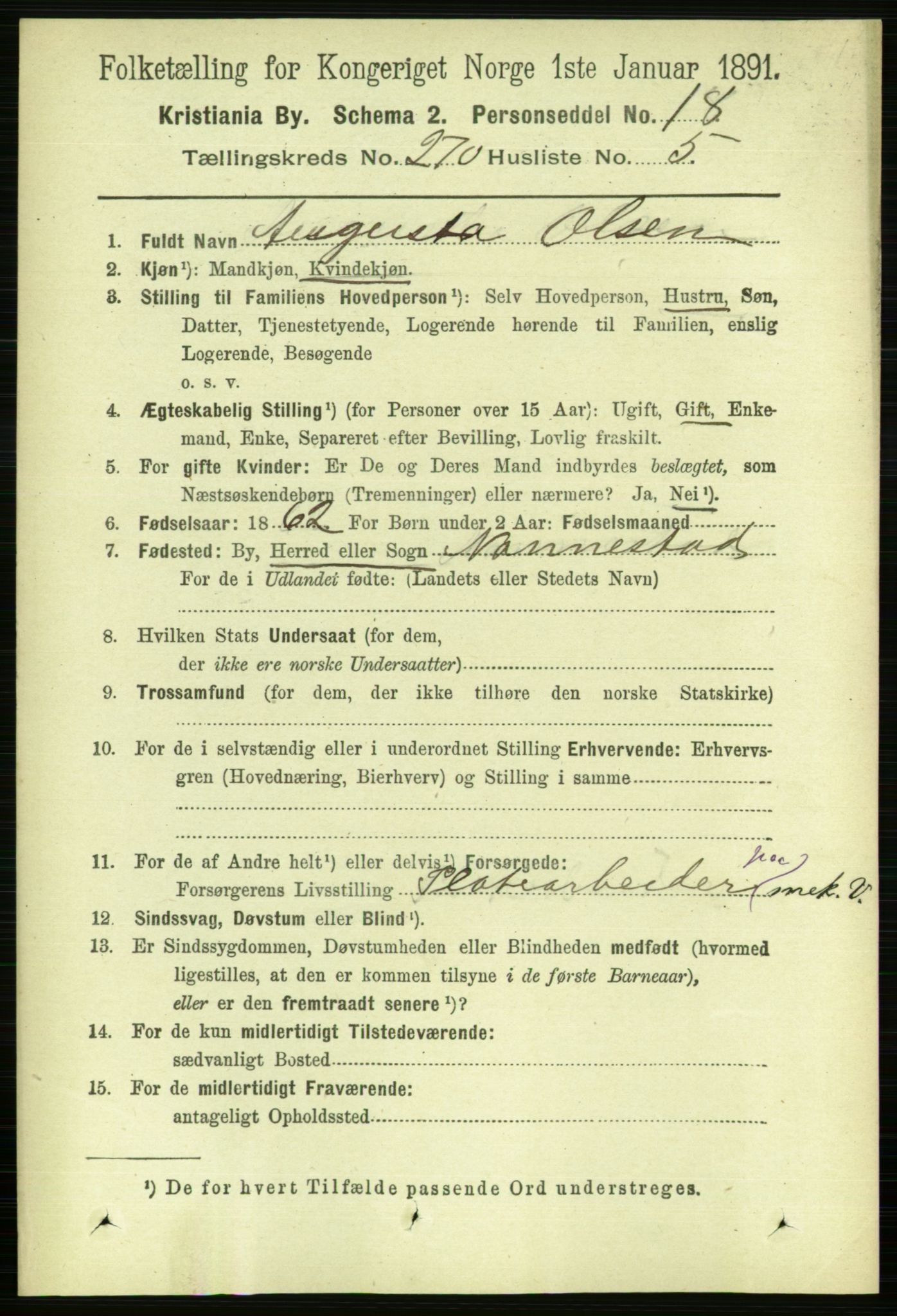RA, 1891 census for 0301 Kristiania, 1891, p. 164137