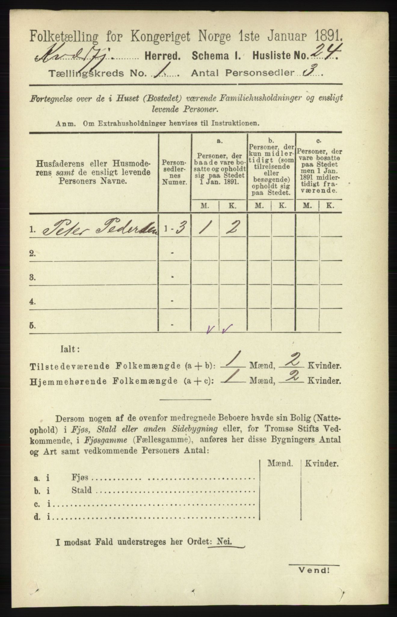 RA, 1891 census for 1911 Kvæfjord, 1891, p. 44