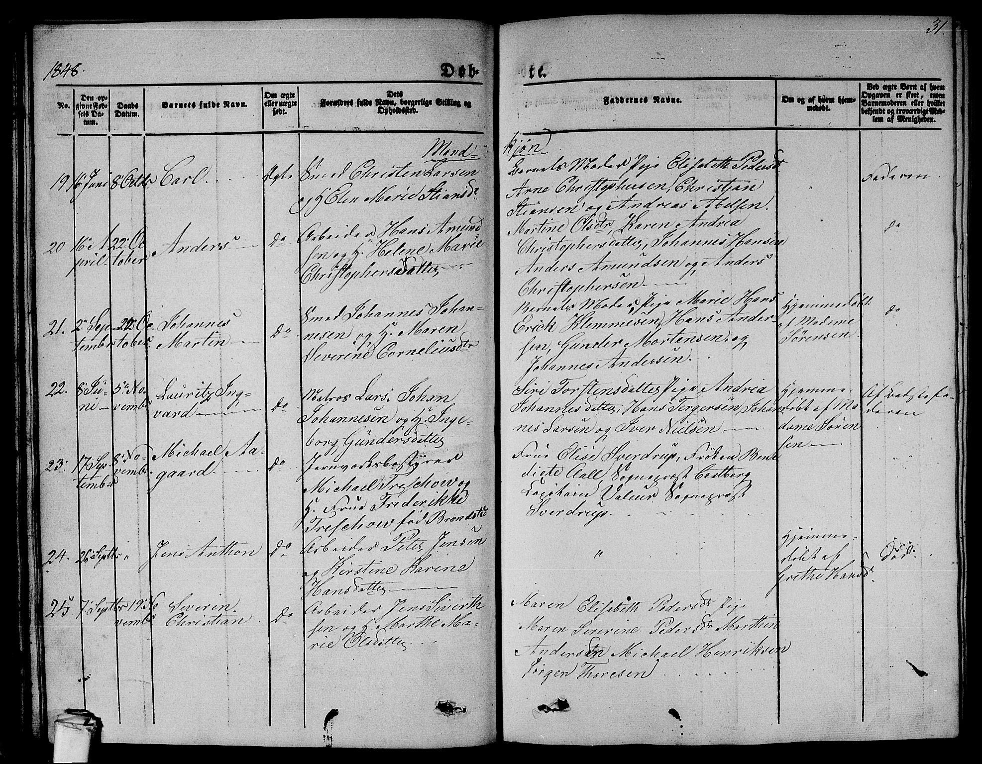 Larvik kirkebøker, AV/SAKO-A-352/G/Gb/L0002: Parish register (copy) no. II 2, 1843-1866, p. 31