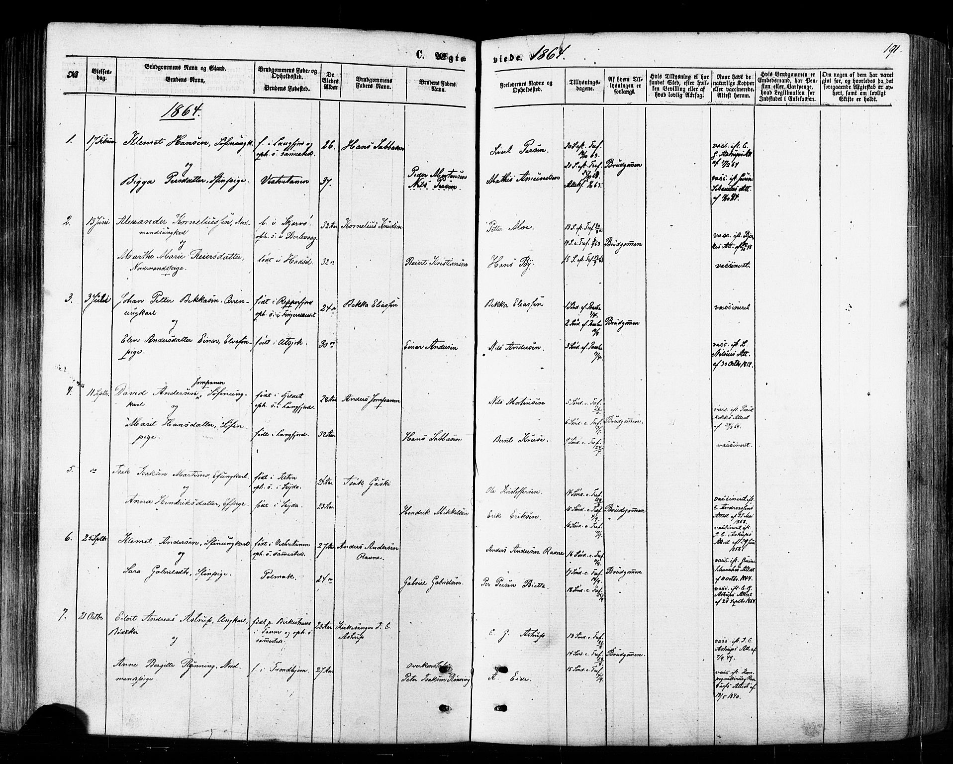 Tana sokneprestkontor, SATØ/S-1334/H/Ha/L0002kirke: Parish register (official) no. 2 /1, 1861-1877, p. 191
