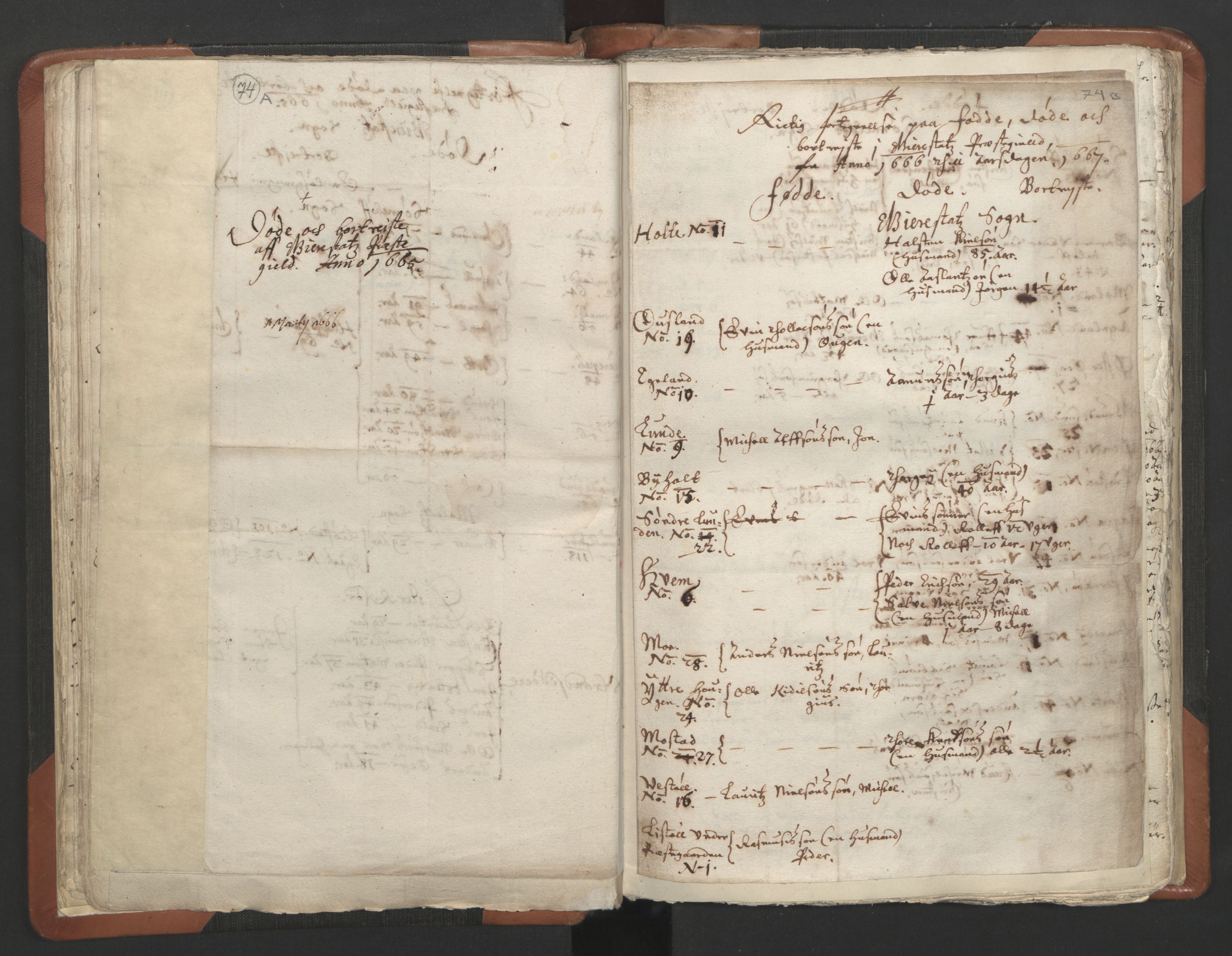 RA, Vicar's Census 1664-1666, no. 13: Nedenes deanery, 1664-1666, p. 74