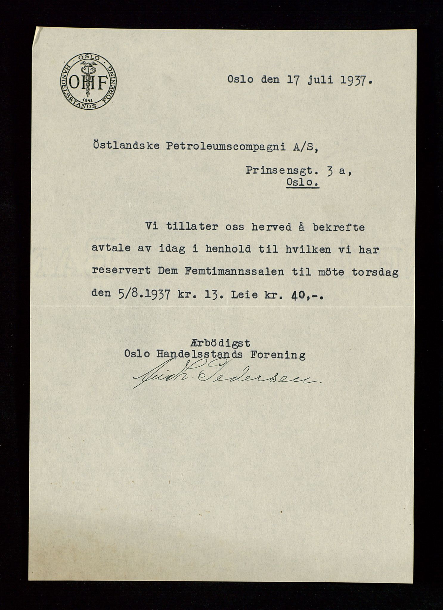 PA 1534 - Østlandske Petroleumscompagni A/S, AV/SAST-A-101954/A/Aa/L0002/0007: Generalforsamlinger. / Ekstraordinær generalforsamling, 1937, p. 3