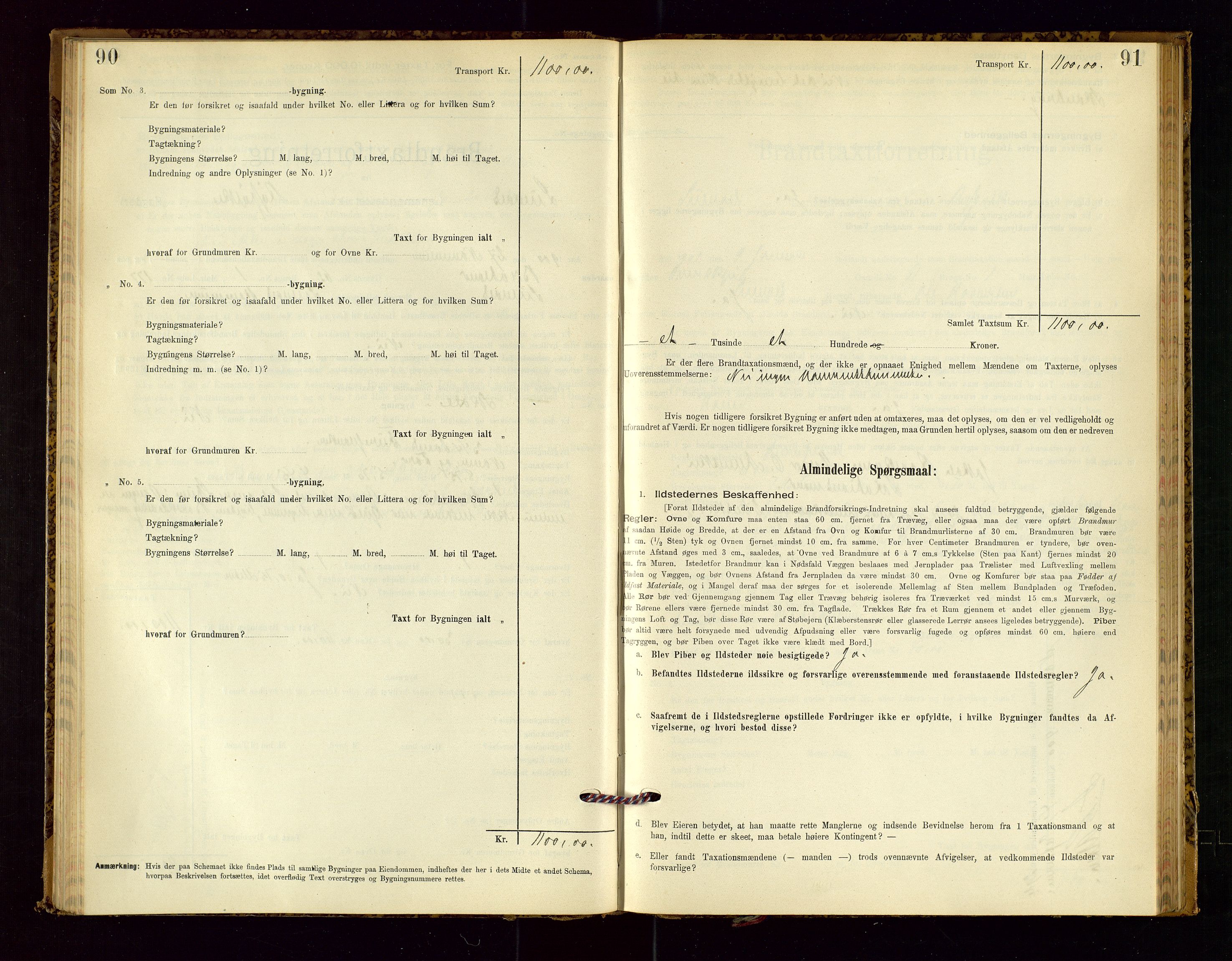 Suldal lensmannskontor, SAST/A-100419/Gob/L0001: "Brandtaxationsprotokol", 1894-1923, p. 90-91