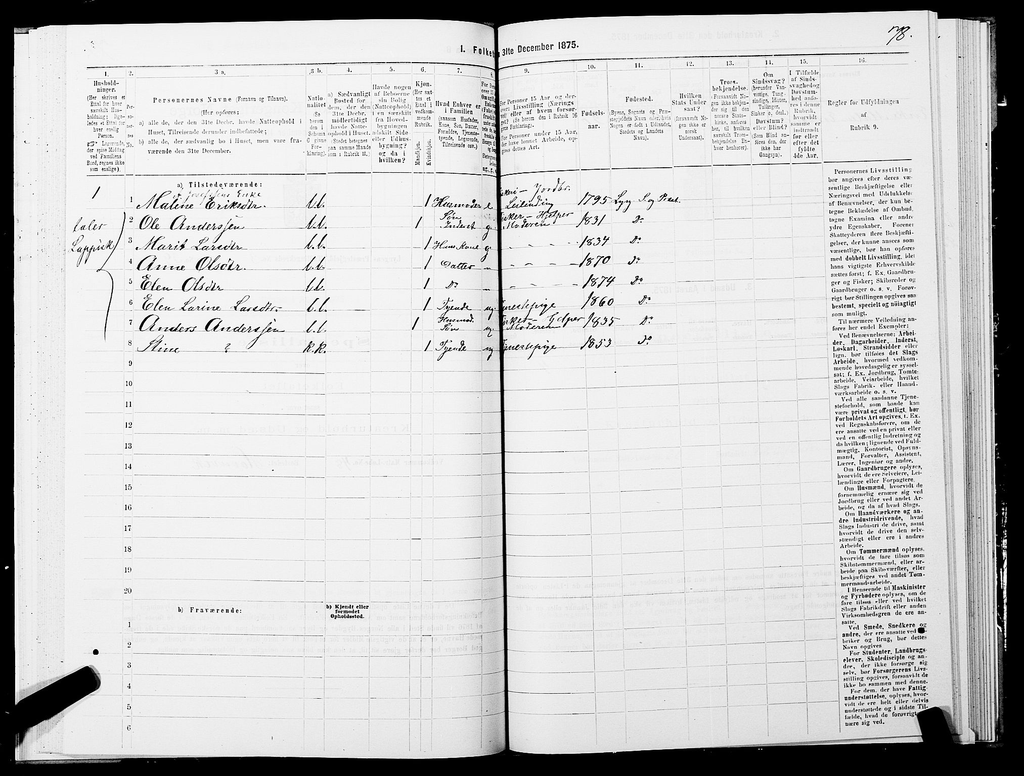 SATØ, 1875 census for 1938P Lyngen, 1875, p. 3078