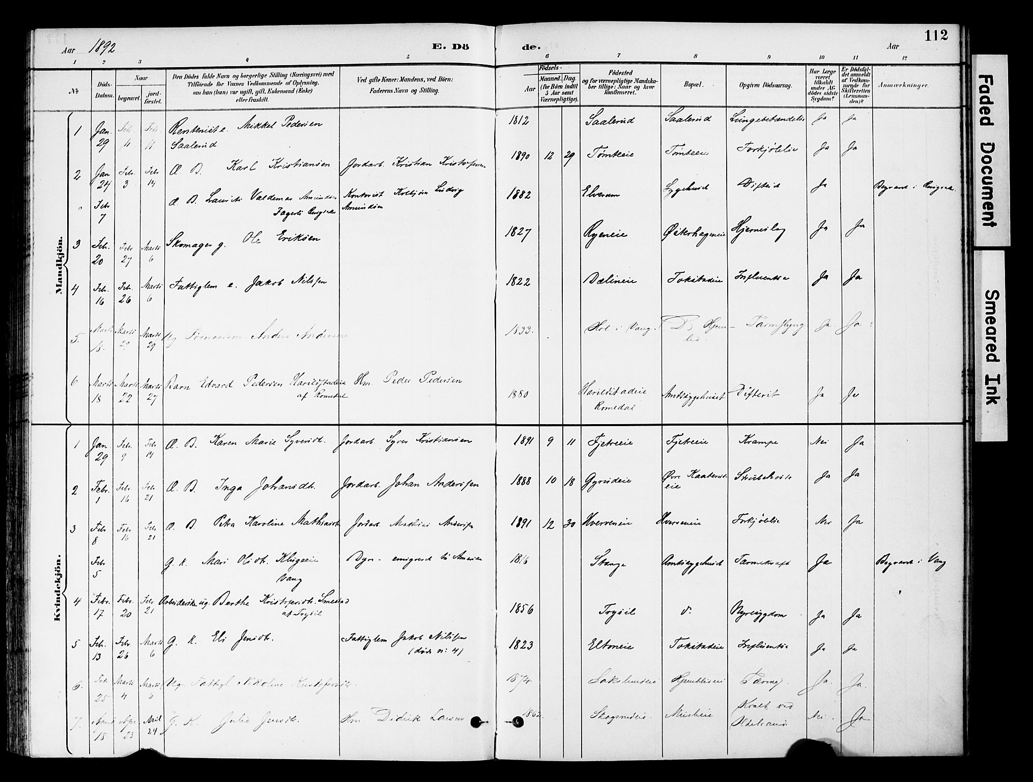 Stange prestekontor, SAH/PREST-002/K/L0021: Parish register (official) no. 21, 1891-1902, p. 112