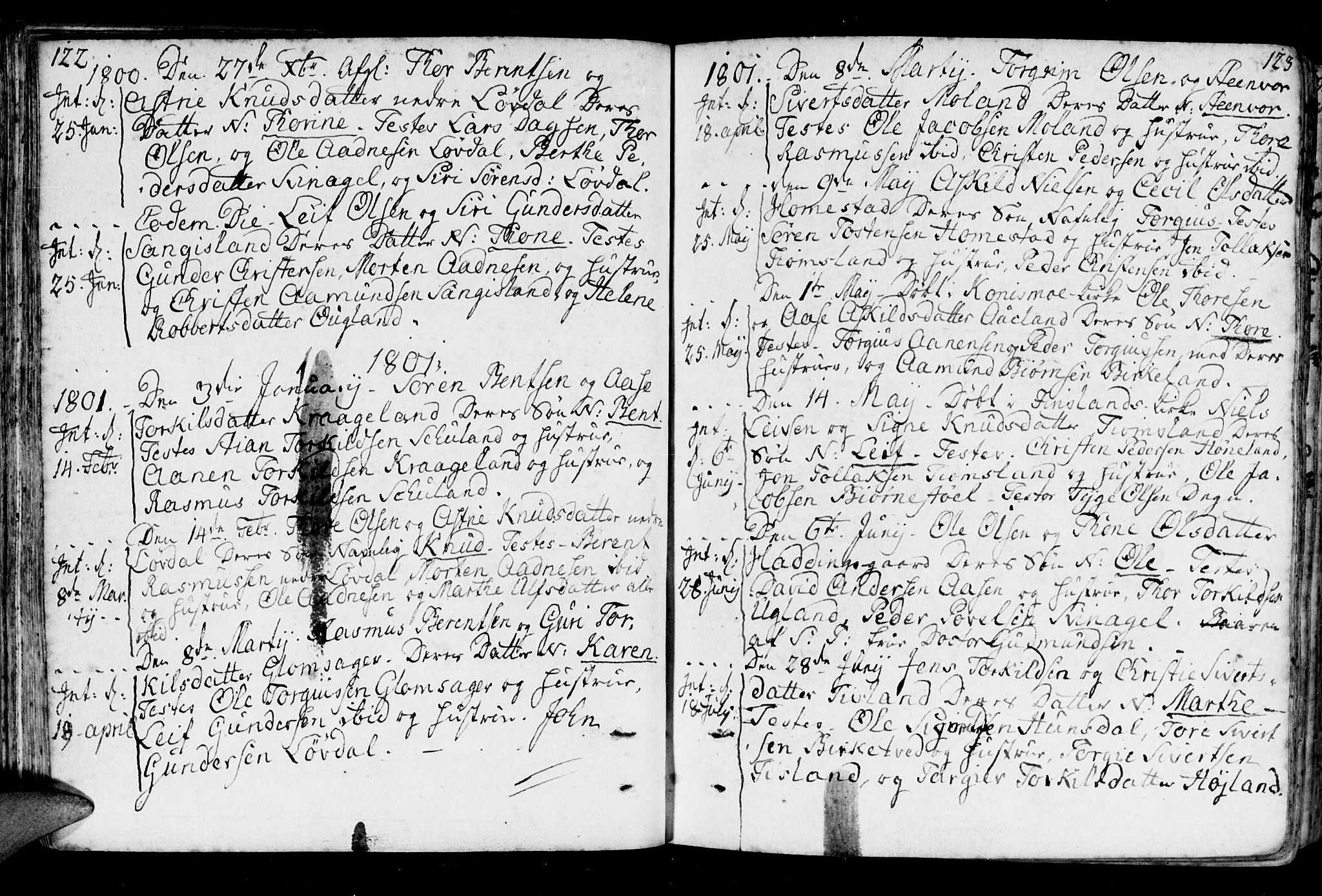 Holum sokneprestkontor, AV/SAK-1111-0022/F/Fa/Fab/L0004: Parish register (official) no. A 4, 1774-1847, p. 122-123