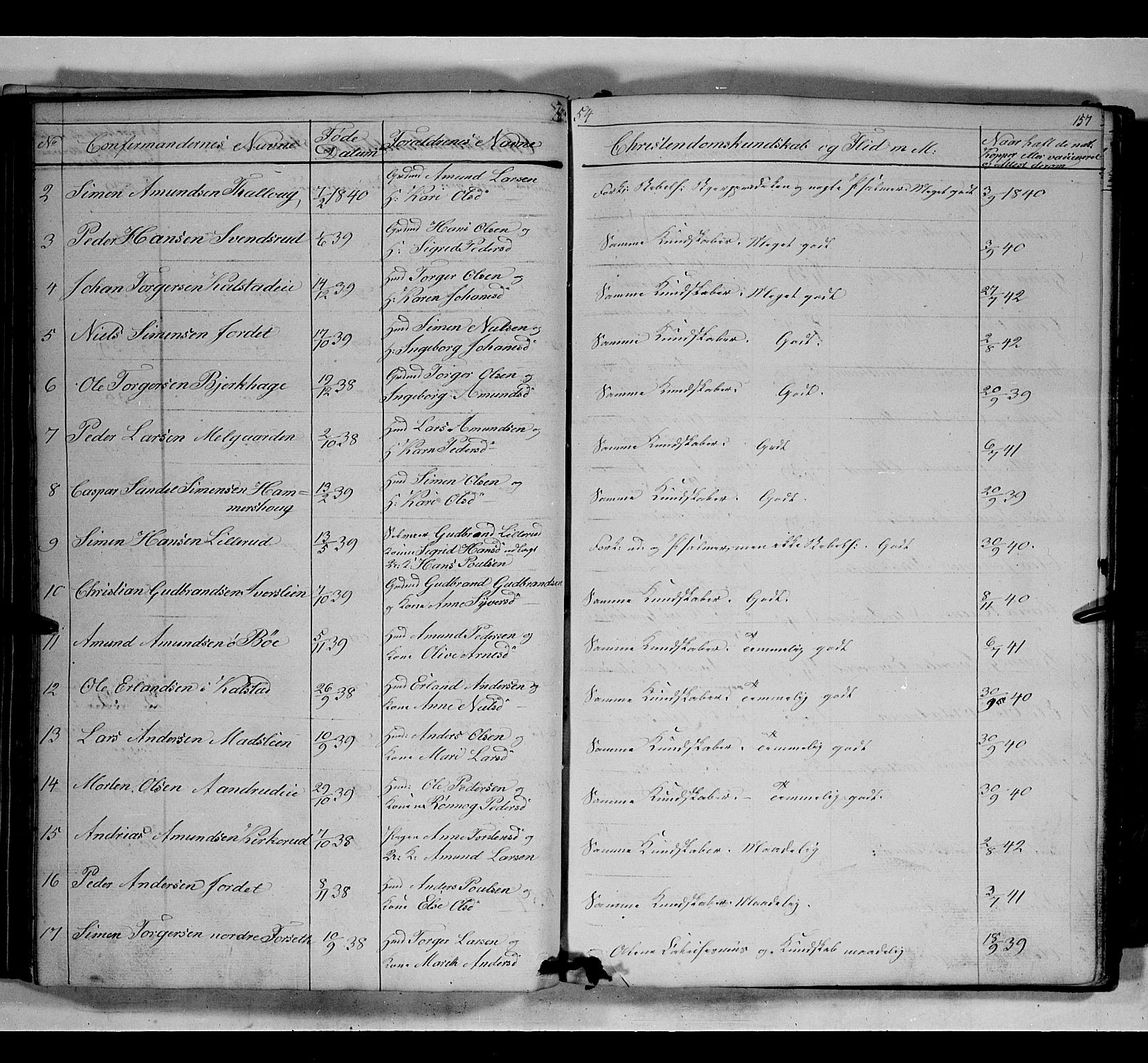 Gausdal prestekontor, SAH/PREST-090/H/Ha/Hab/L0005: Parish register (copy) no. 5, 1846-1867, p. 157
