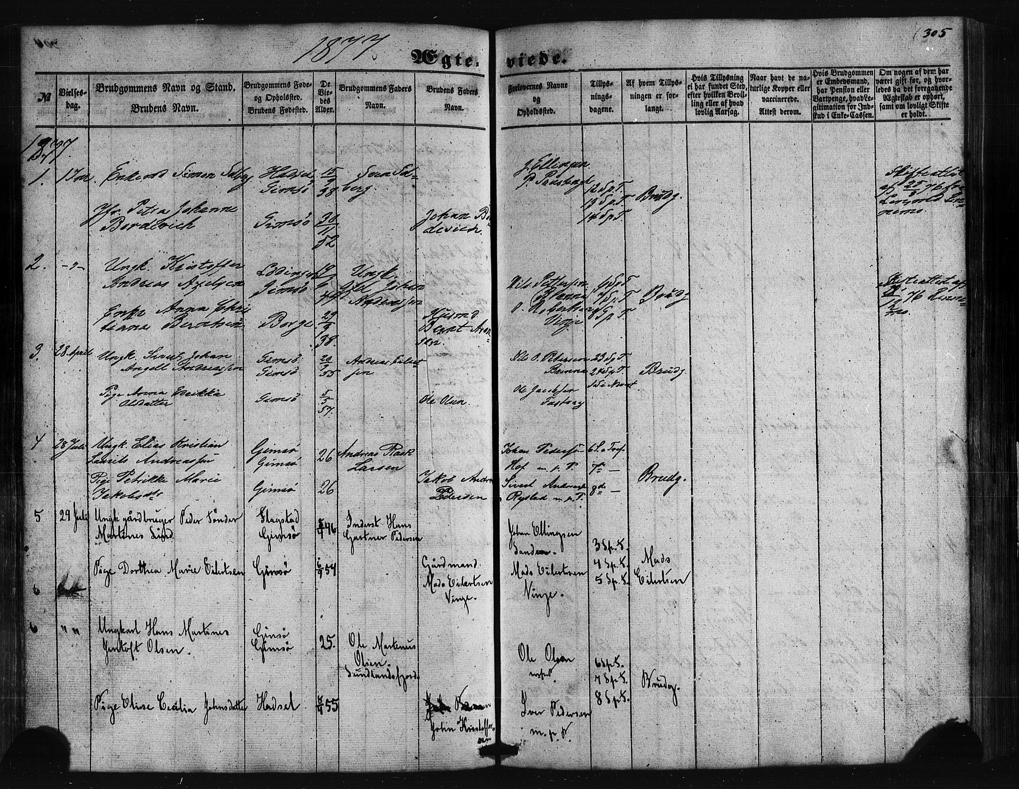 Ministerialprotokoller, klokkerbøker og fødselsregistre - Nordland, SAT/A-1459/876/L1095: Parish register (official) no. 876A01, 1863-1885, p. 305