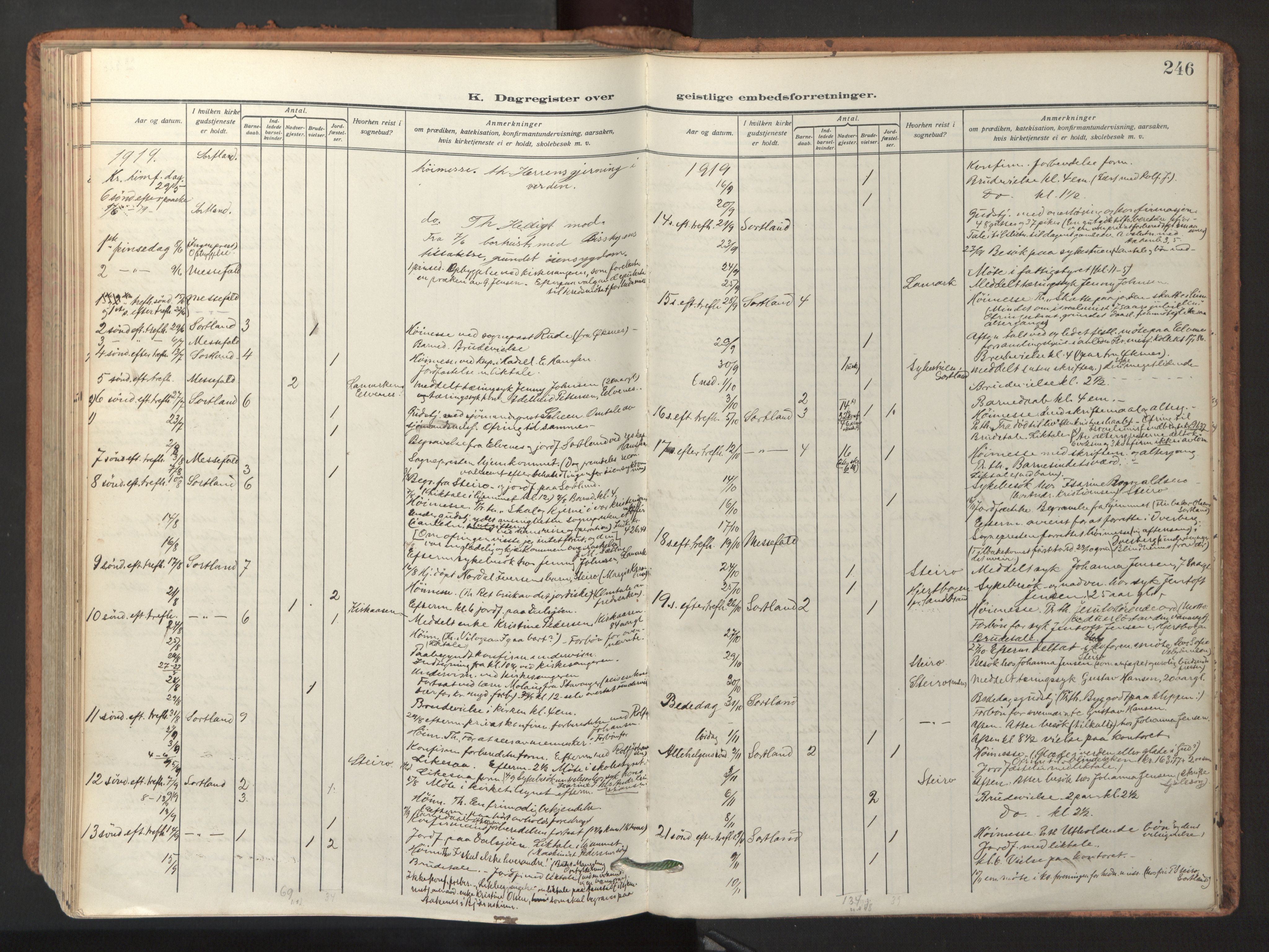 Ministerialprotokoller, klokkerbøker og fødselsregistre - Nordland, AV/SAT-A-1459/895/L1374: Parish register (official) no. 895A09, 1915-1925, p. 246