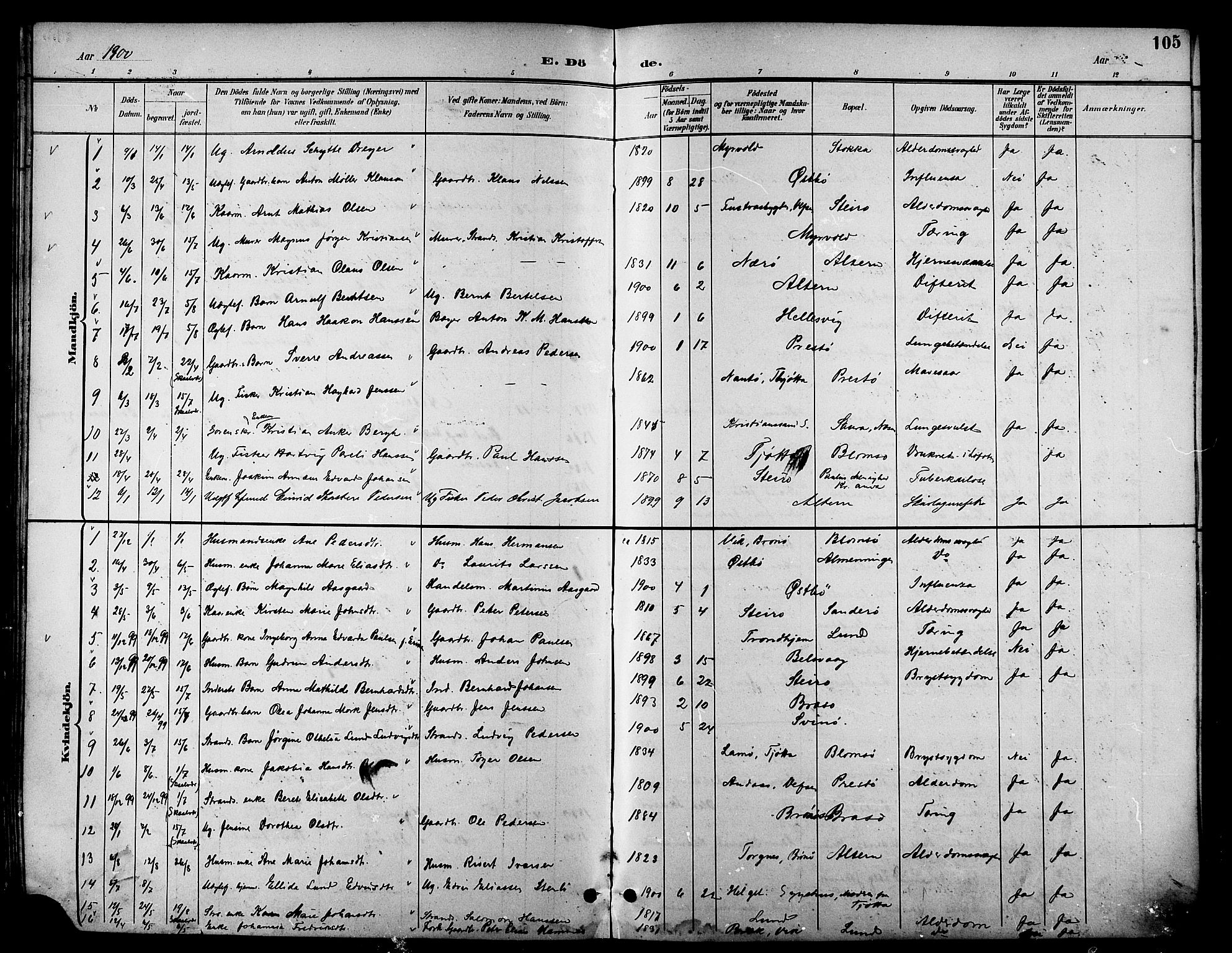 Ministerialprotokoller, klokkerbøker og fødselsregistre - Nordland, SAT/A-1459/830/L0463: Parish register (copy) no. 830C05, 1895-1906, p. 105