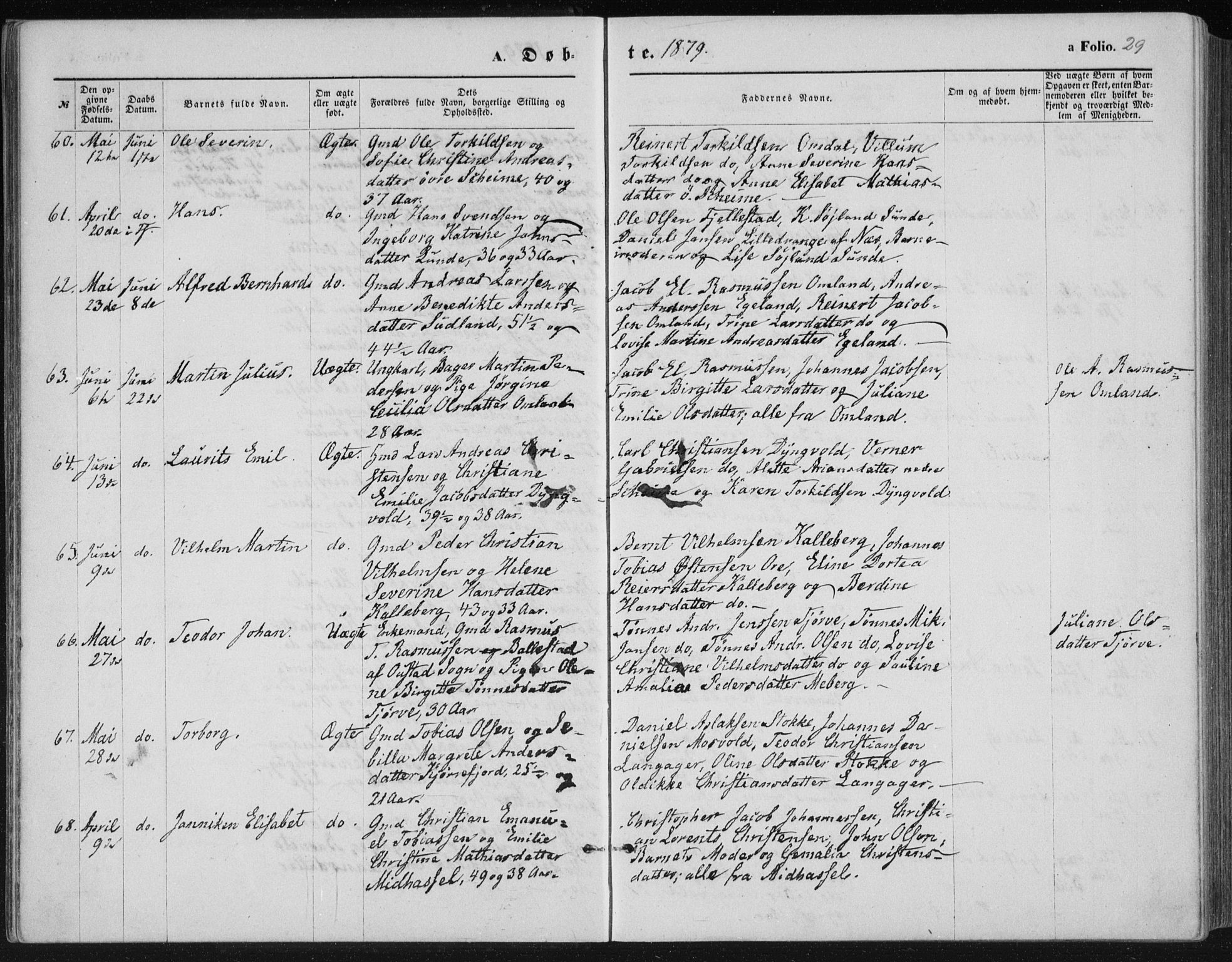Lista sokneprestkontor, AV/SAK-1111-0027/F/Fb/L0004: Parish register (copy) no. B 4, 1877-1891, p. 29