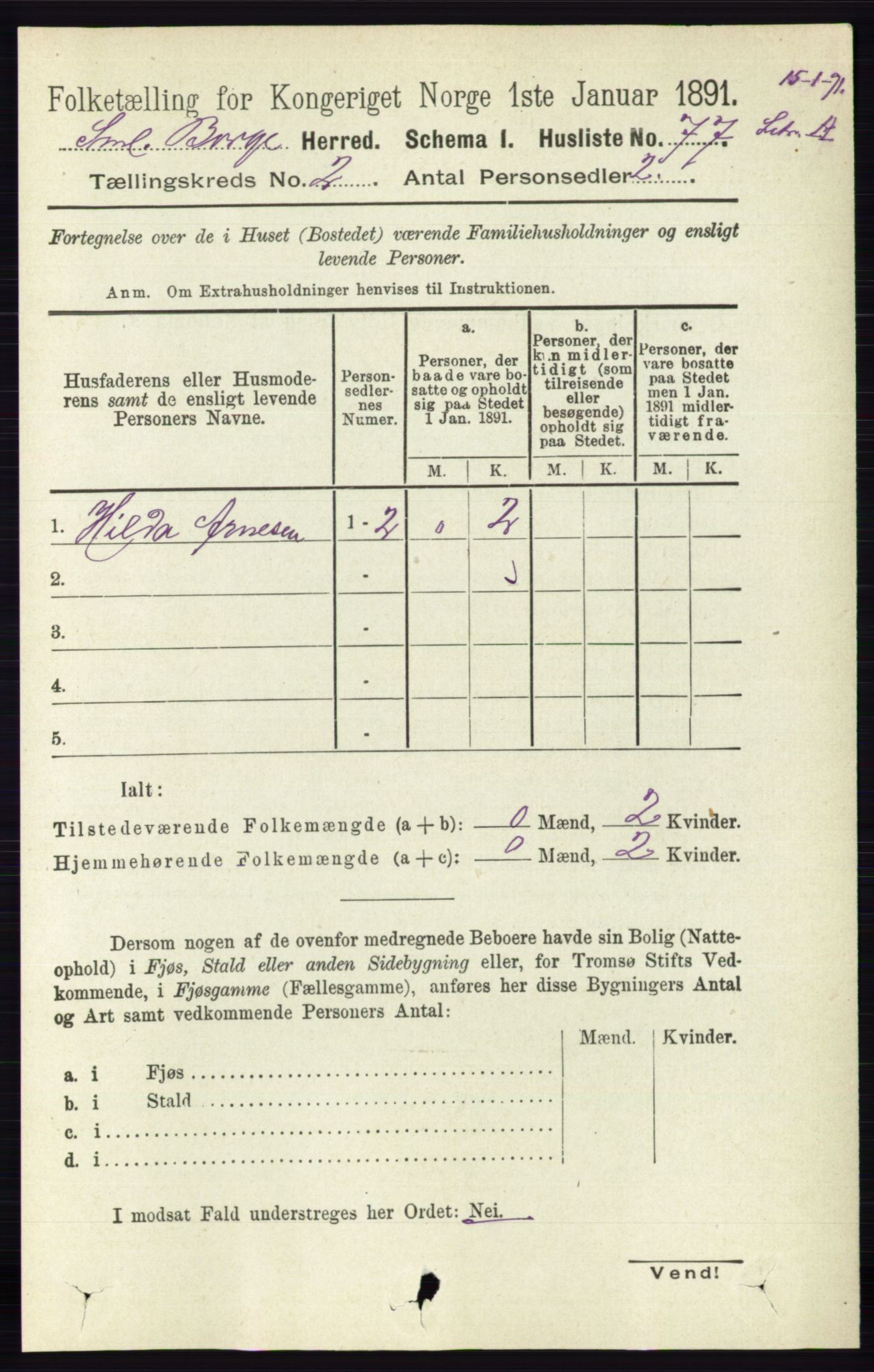 RA, 1891 census for 0113 Borge, 1891, p. 816