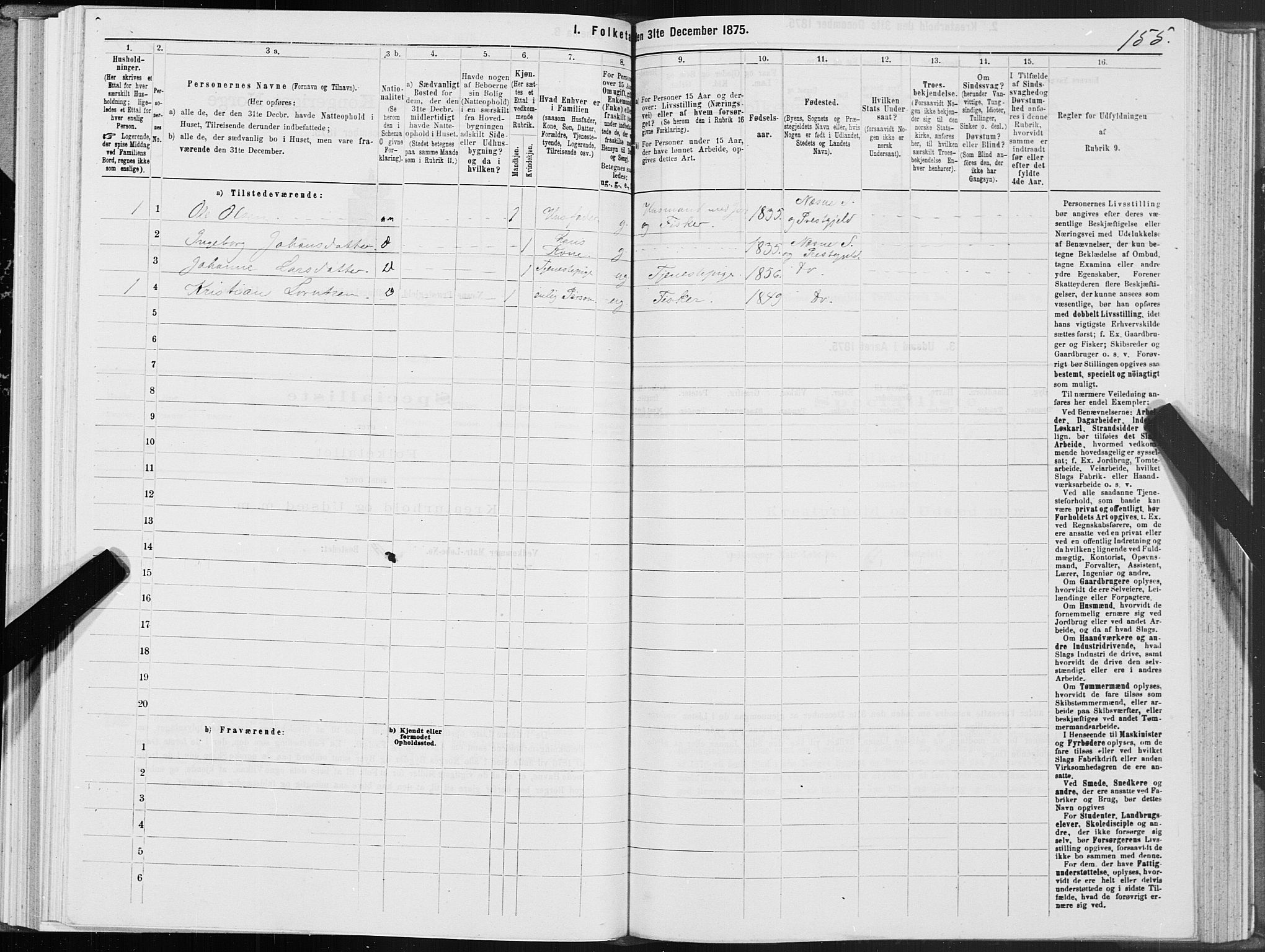 SAT, 1875 census for 1828P Nesna, 1875, p. 2155
