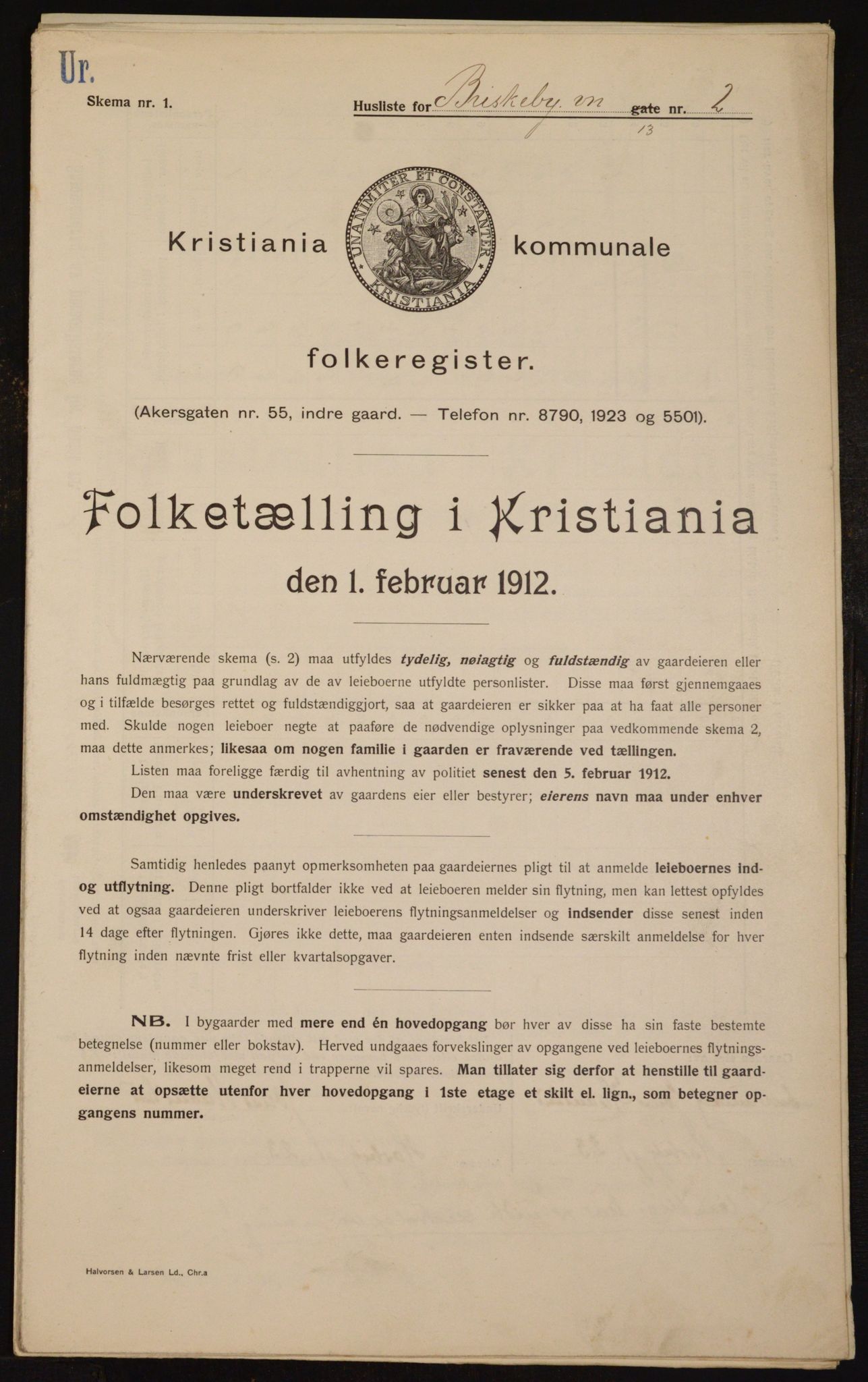 OBA, Municipal Census 1912 for Kristiania, 1912, p. 9016