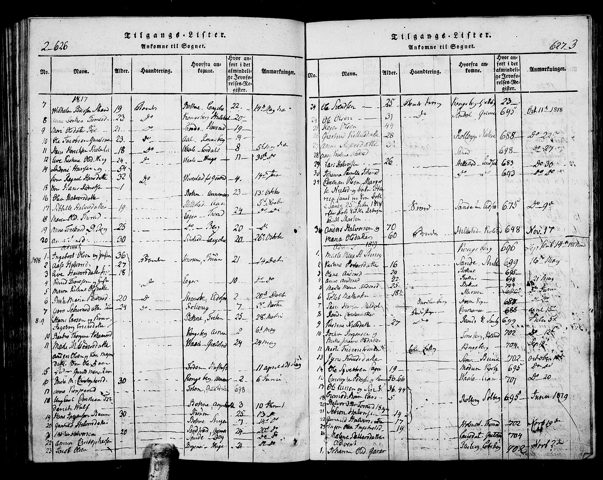 Hof kirkebøker, SAKO/A-64/F/Fa/L0004: Parish register (official) no. I 4, 1814-1843, p. 626-627