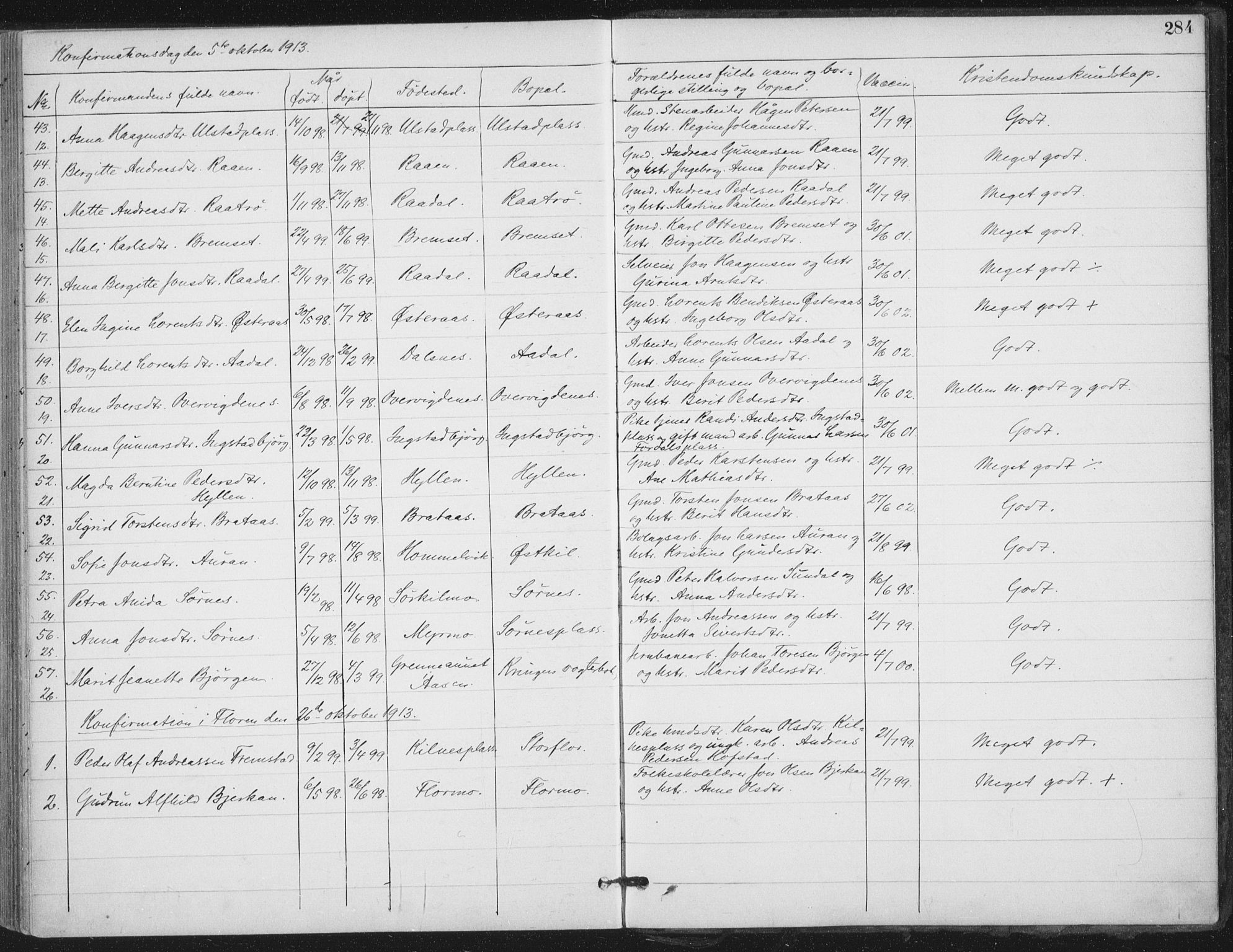 Ministerialprotokoller, klokkerbøker og fødselsregistre - Nord-Trøndelag, SAT/A-1458/703/L0031: Parish register (official) no. 703A04, 1893-1914, p. 284