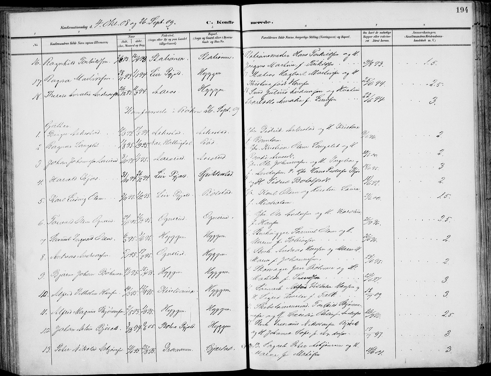 Røyken kirkebøker, SAKO/A-241/F/Fa/L0009: Parish register (official) no. 9, 1898-1911, p. 194