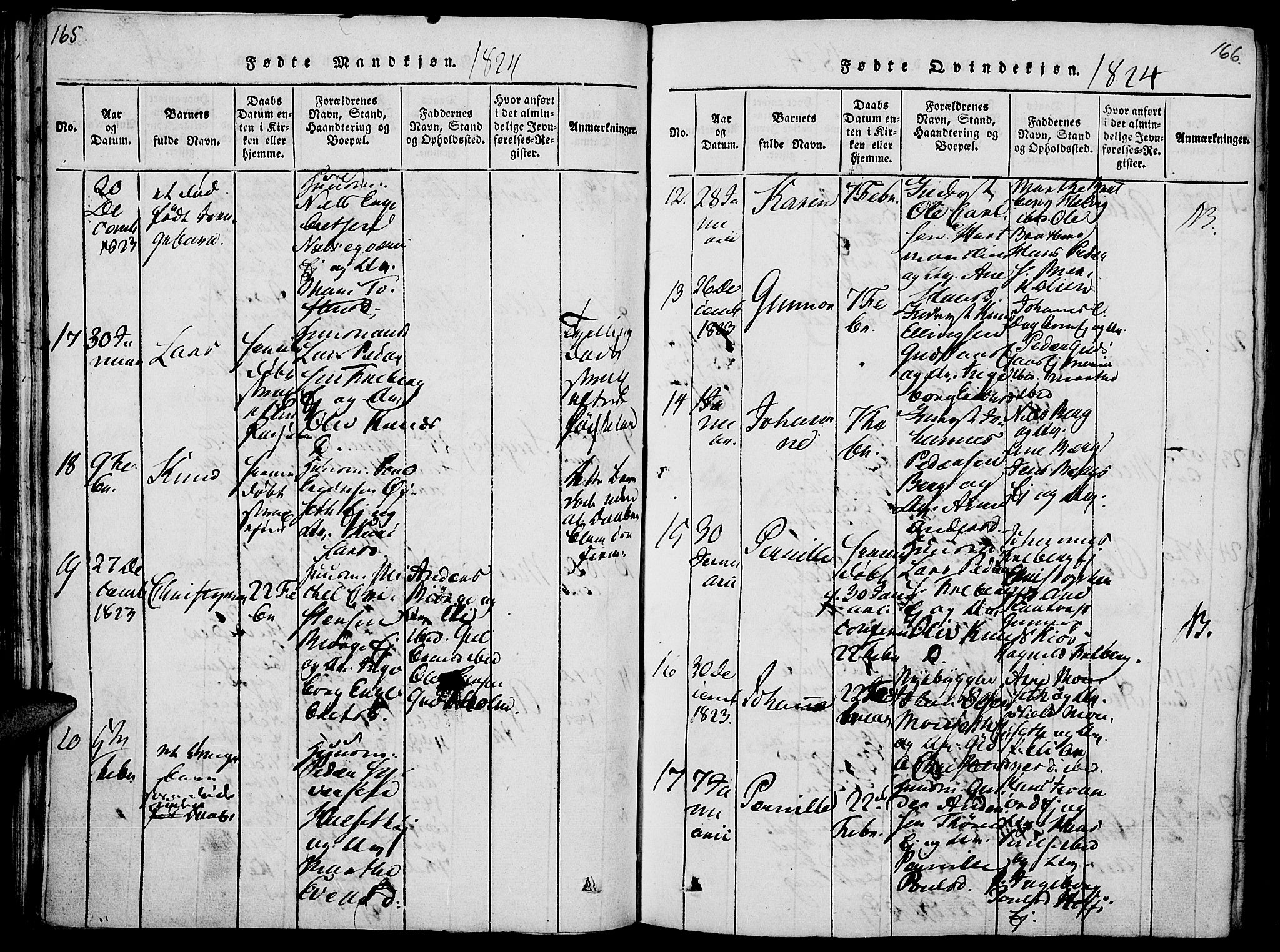 Vang prestekontor, Hedmark, AV/SAH-PREST-008/H/Ha/Haa/L0008: Parish register (official) no. 8, 1815-1826, p. 165-166