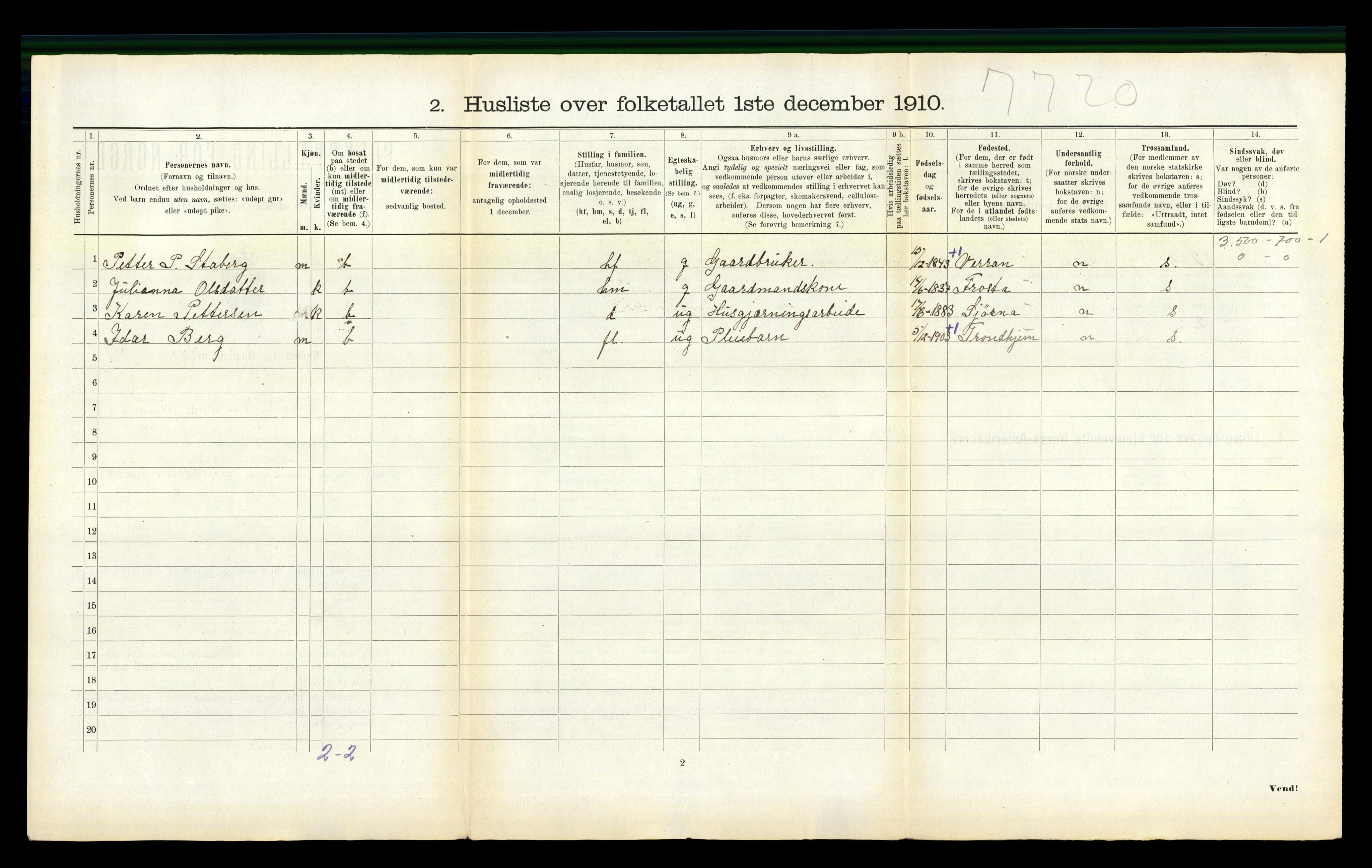 RA, 1910 census for Mosvik, 1910, p. 125