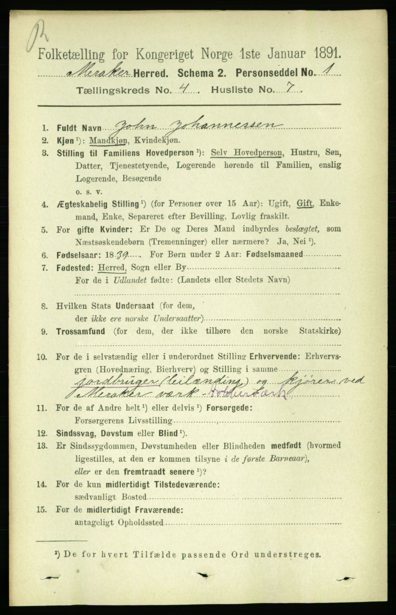 RA, 1891 census for 1711 Meråker, 1891, p. 1660