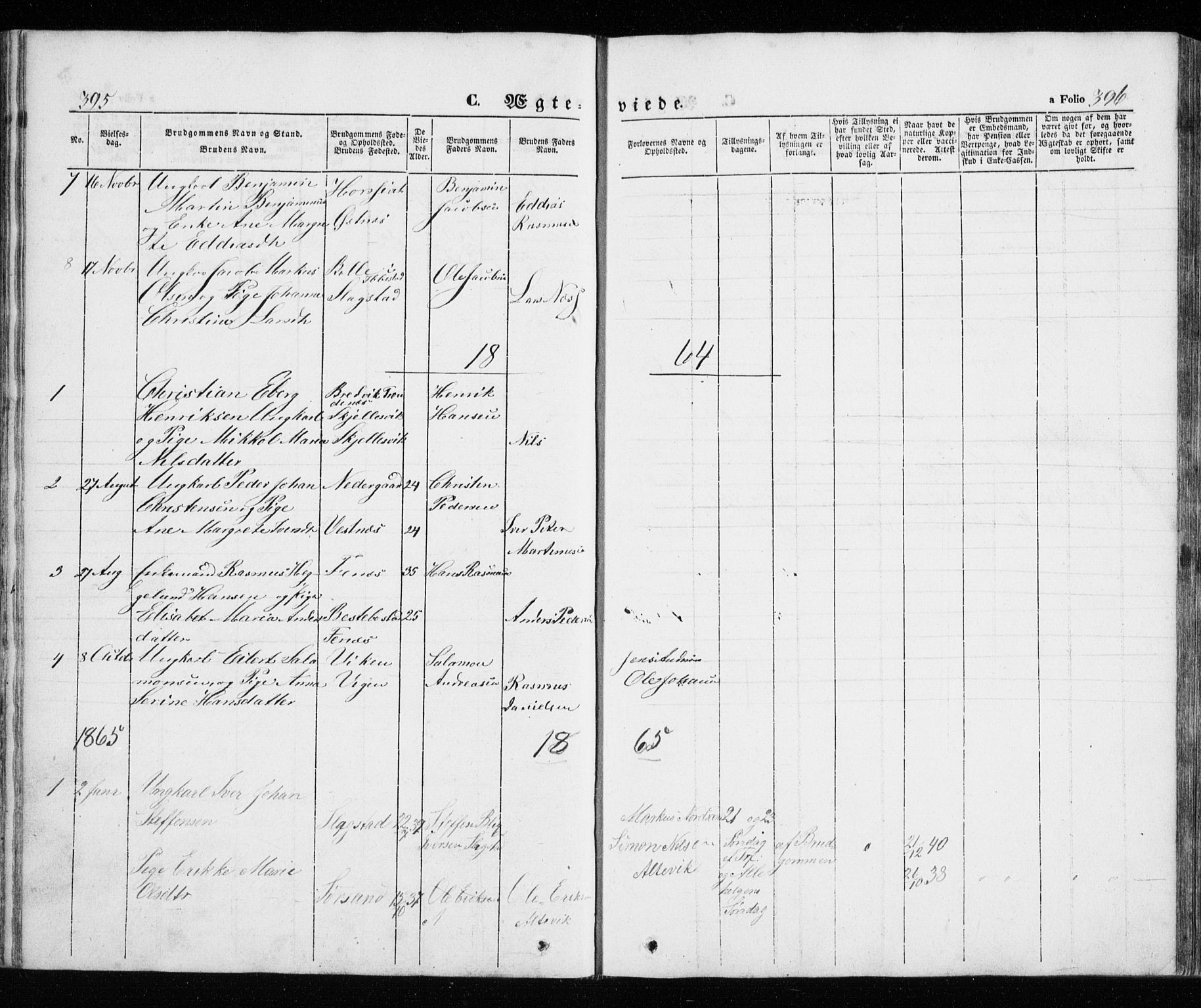 Trondenes sokneprestkontor, AV/SATØ-S-1319/H/Ha/L0010kirke: Parish register (official) no. 10, 1840-1865, p. 395-396