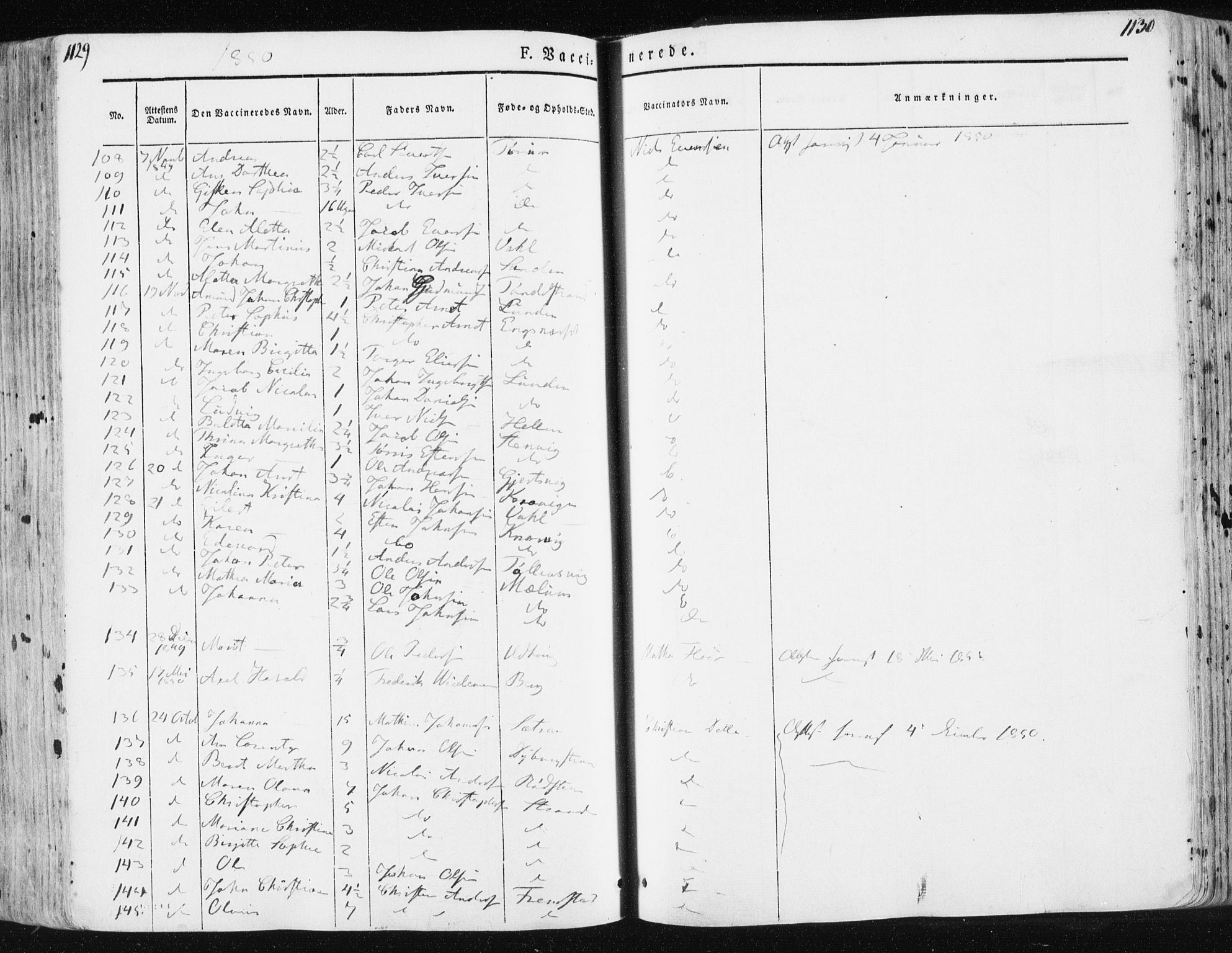 Ministerialprotokoller, klokkerbøker og fødselsregistre - Sør-Trøndelag, AV/SAT-A-1456/659/L0736: Parish register (official) no. 659A06, 1842-1856, p. 1129-1130