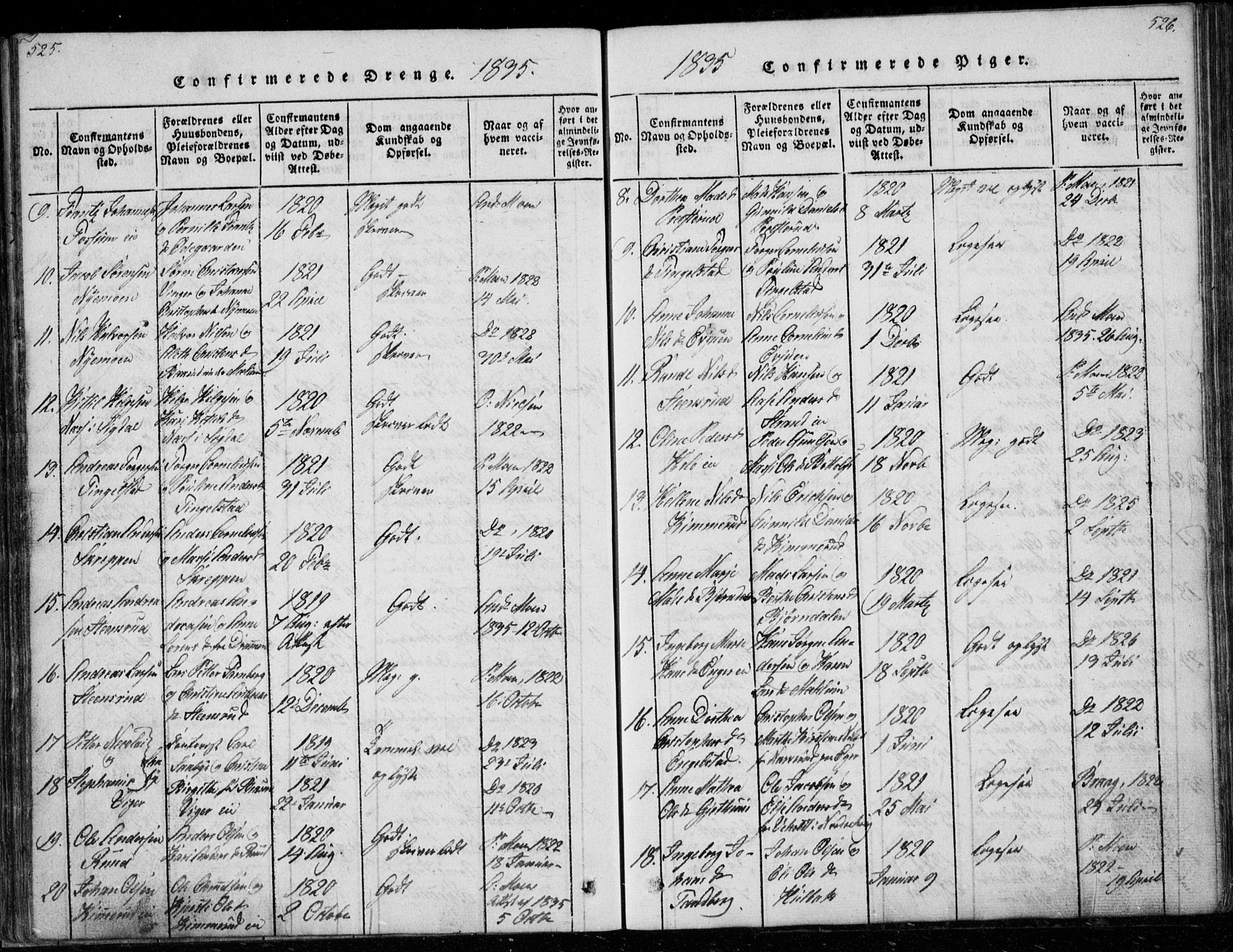 Modum kirkebøker, AV/SAKO-A-234/G/Ga/L0003: Parish register (copy) no. I 3, 1832-1842, p. 525-526