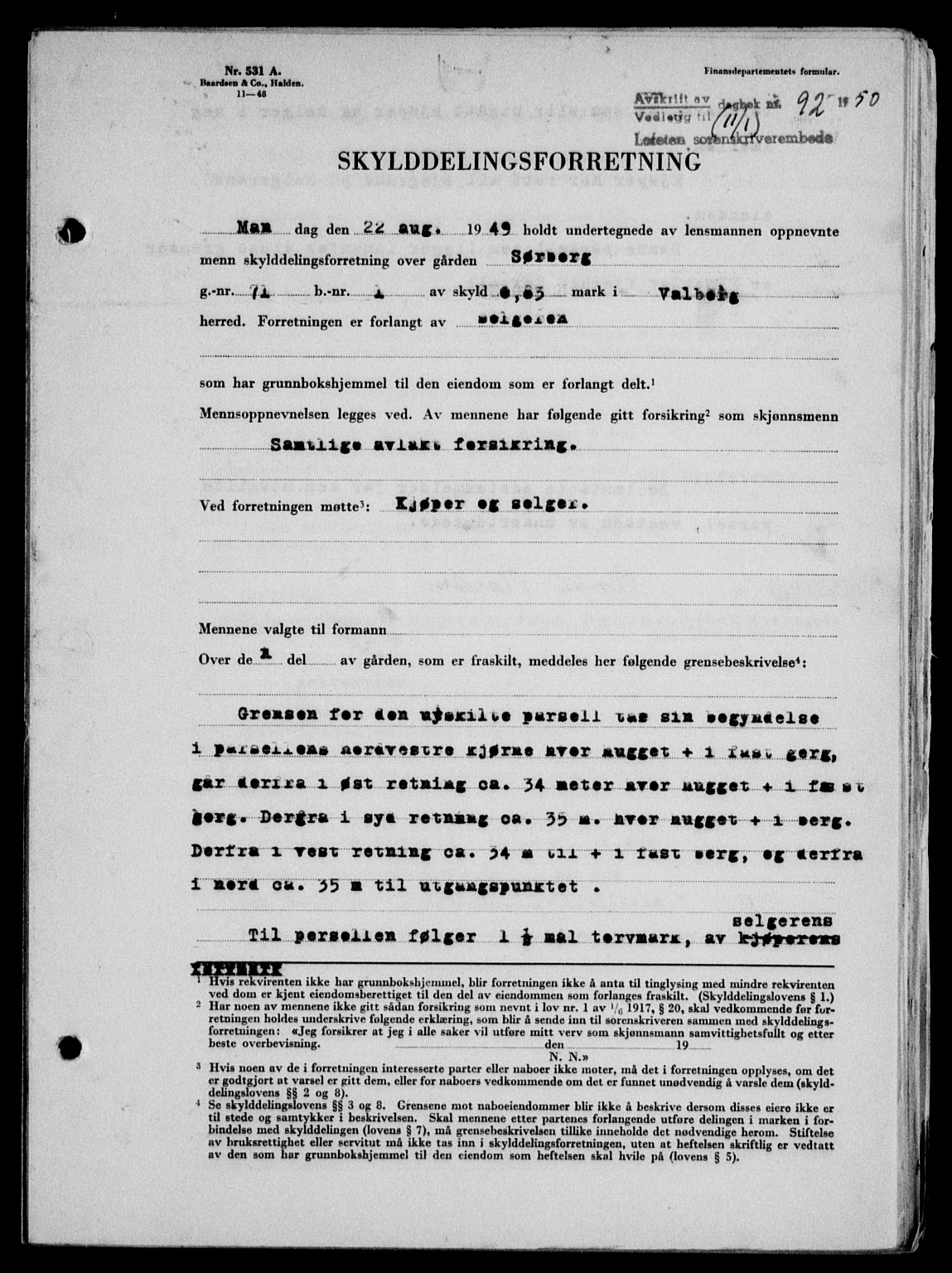 Lofoten sorenskriveri, SAT/A-0017/1/2/2C/L0022a: Mortgage book no. 22a, 1949-1950, Diary no: : 92/1950