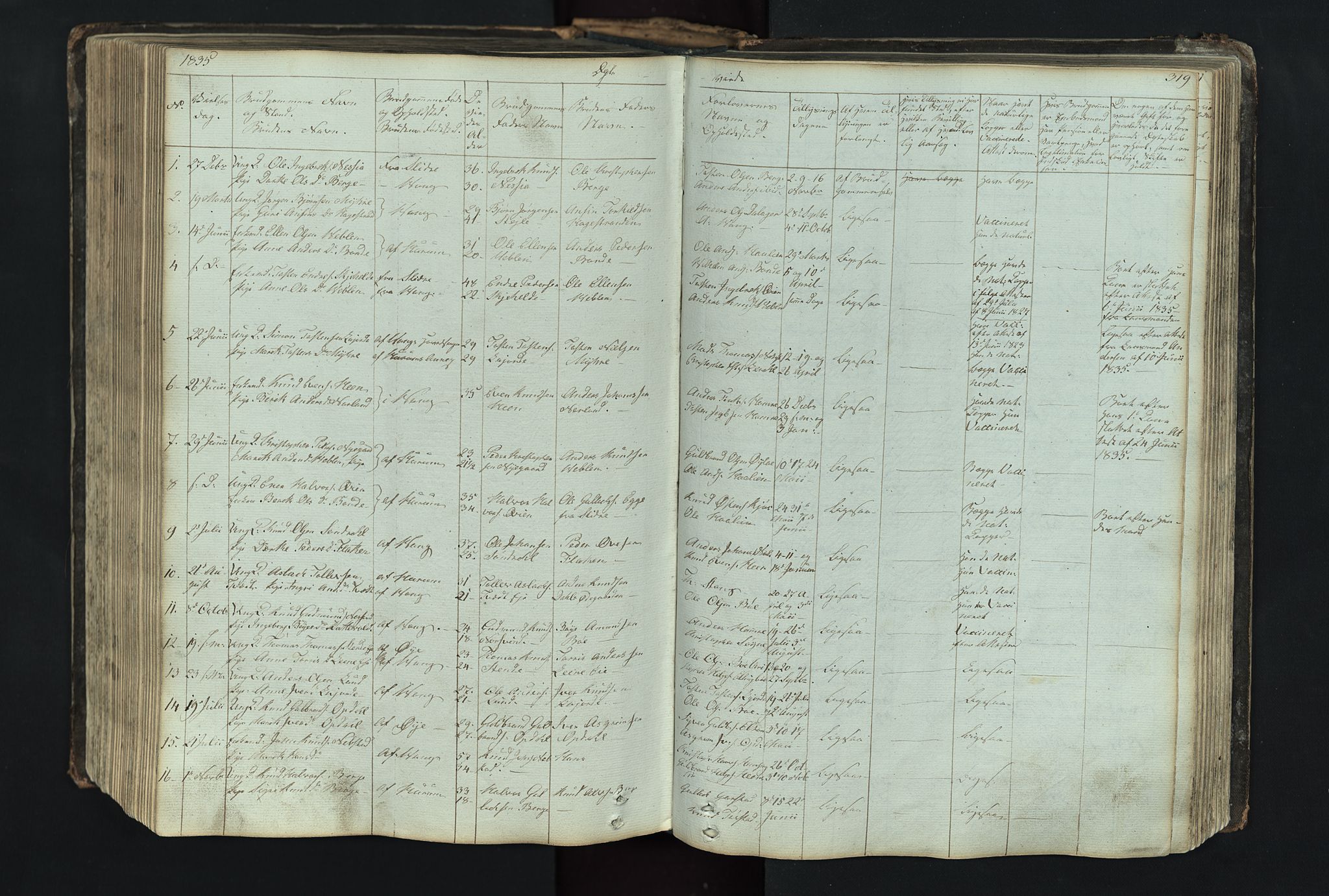 Vang prestekontor, Valdres, SAH/PREST-140/H/Hb/L0004: Parish register (copy) no. 4, 1835-1892, p. 319