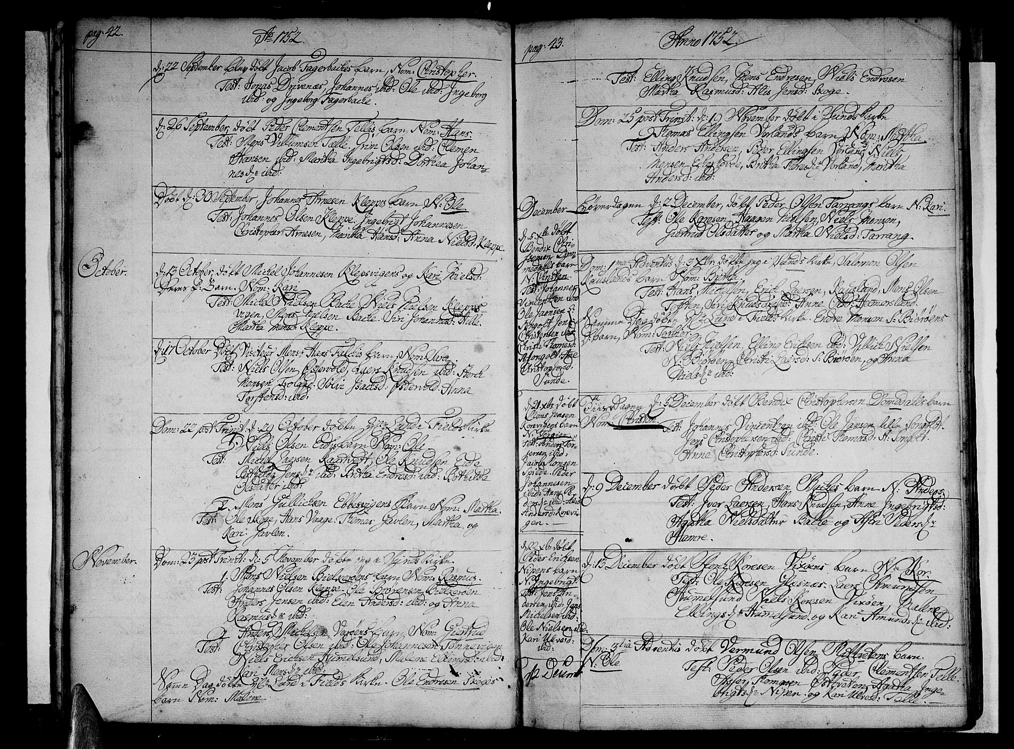 Sund sokneprestembete, AV/SAB-A-99930: Parish register (official) no. A 4, 1748-1769, p. 42-43