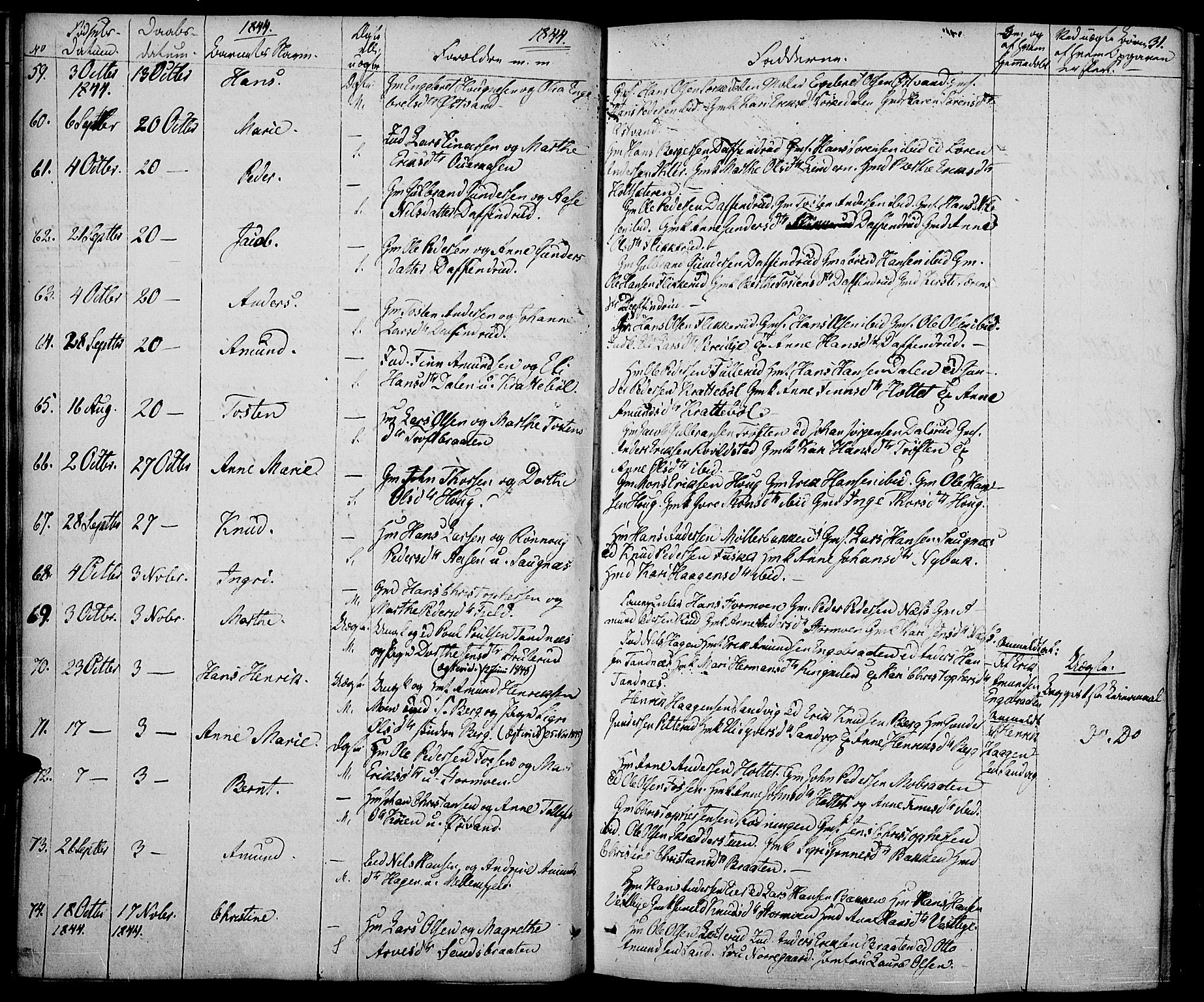 Nord-Odal prestekontor, AV/SAH-PREST-032/H/Ha/Haa/L0002: Parish register (official) no. 2, 1839-1850, p. 31