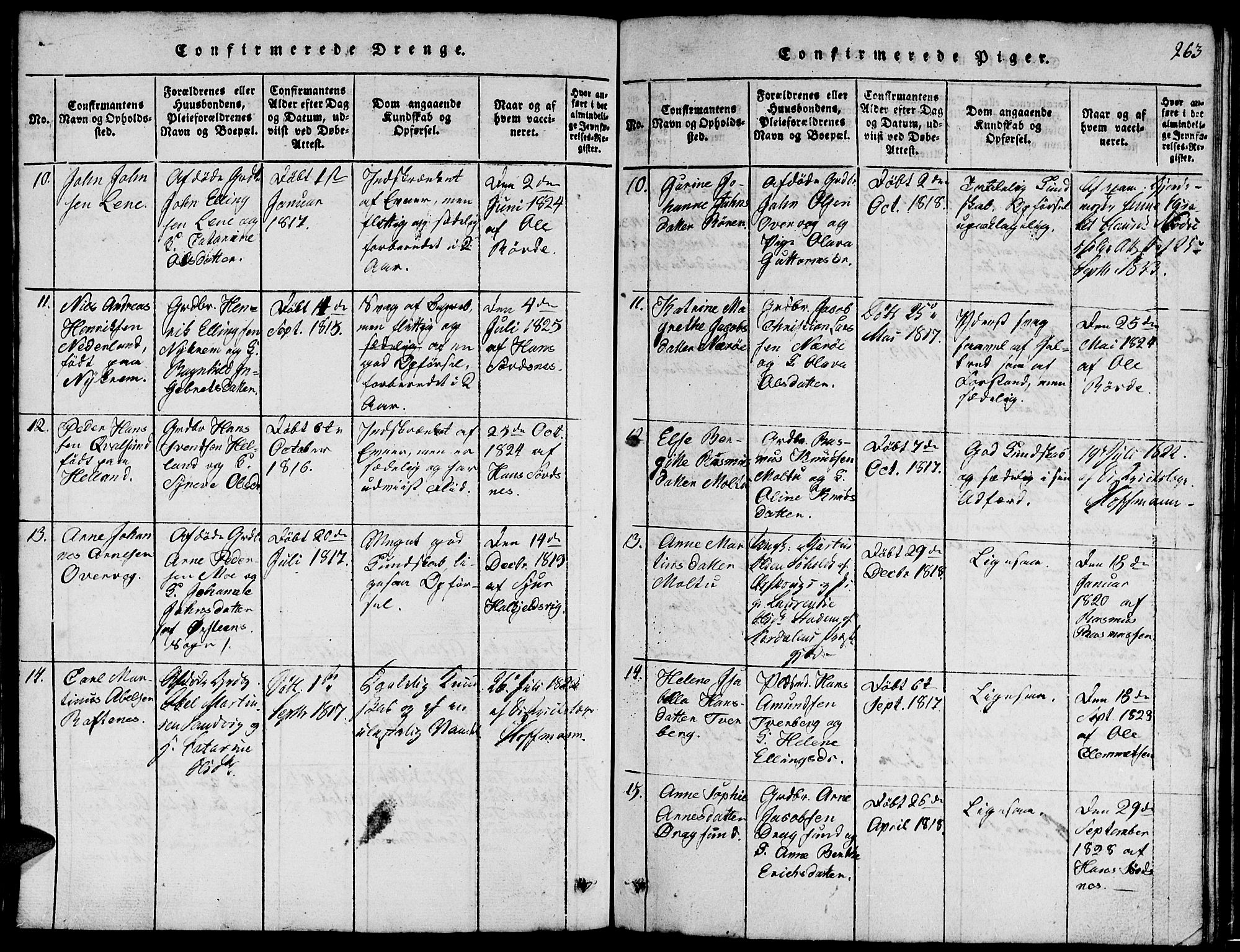 Ministerialprotokoller, klokkerbøker og fødselsregistre - Møre og Romsdal, AV/SAT-A-1454/507/L0078: Parish register (copy) no. 507C01, 1816-1840, p. 263