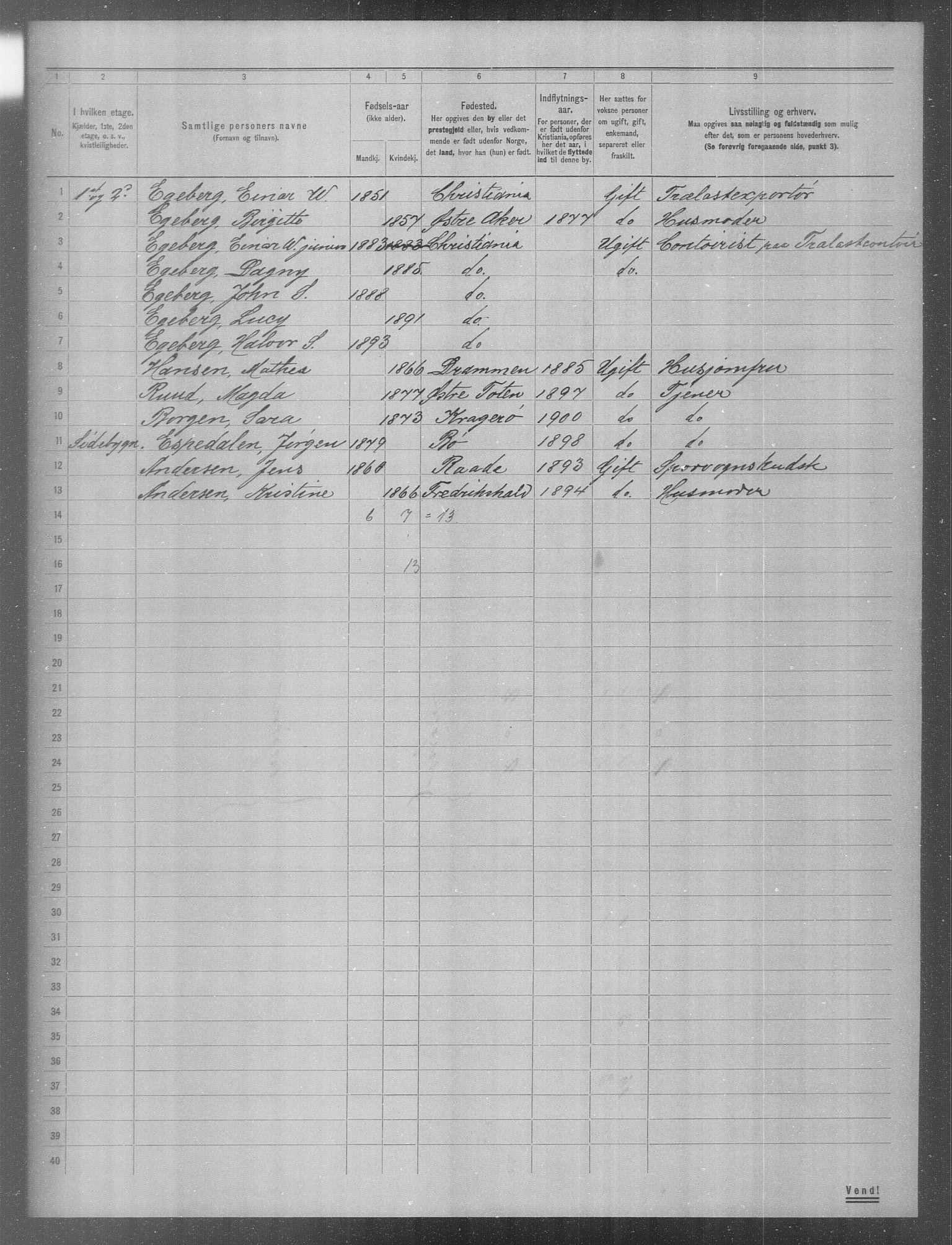 OBA, Municipal Census 1904 for Kristiania, 1904, p. 362