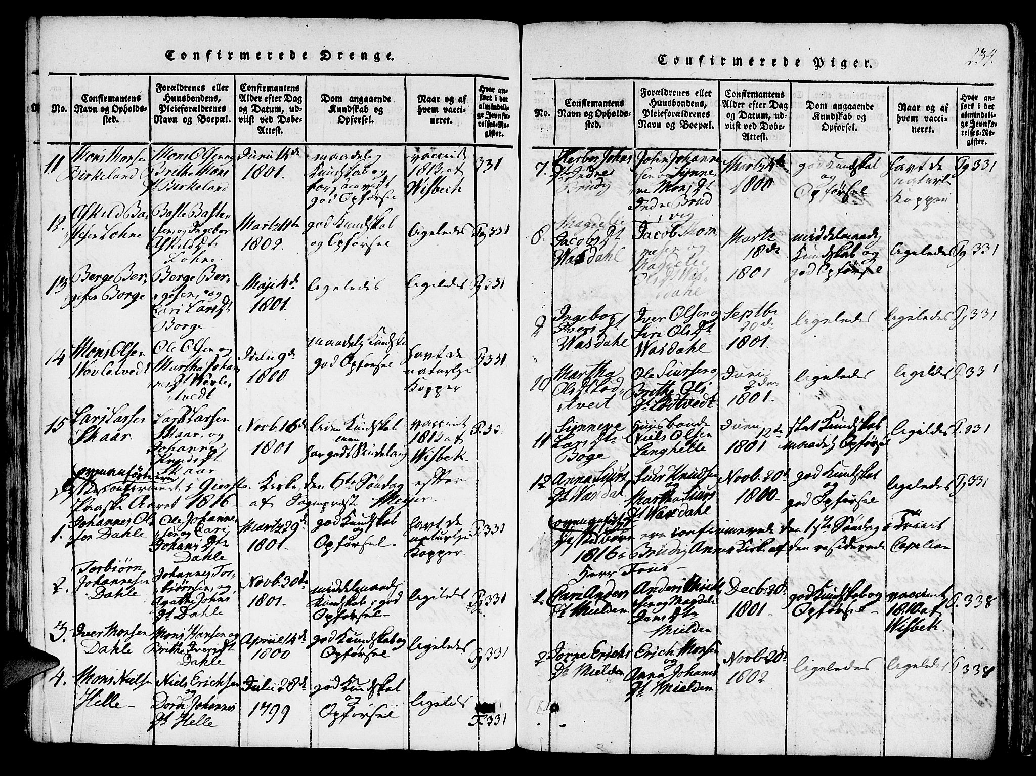 Haus sokneprestembete, SAB/A-75601/H/Haa: Parish register (official) no. A 12, 1816-1821, p. 234