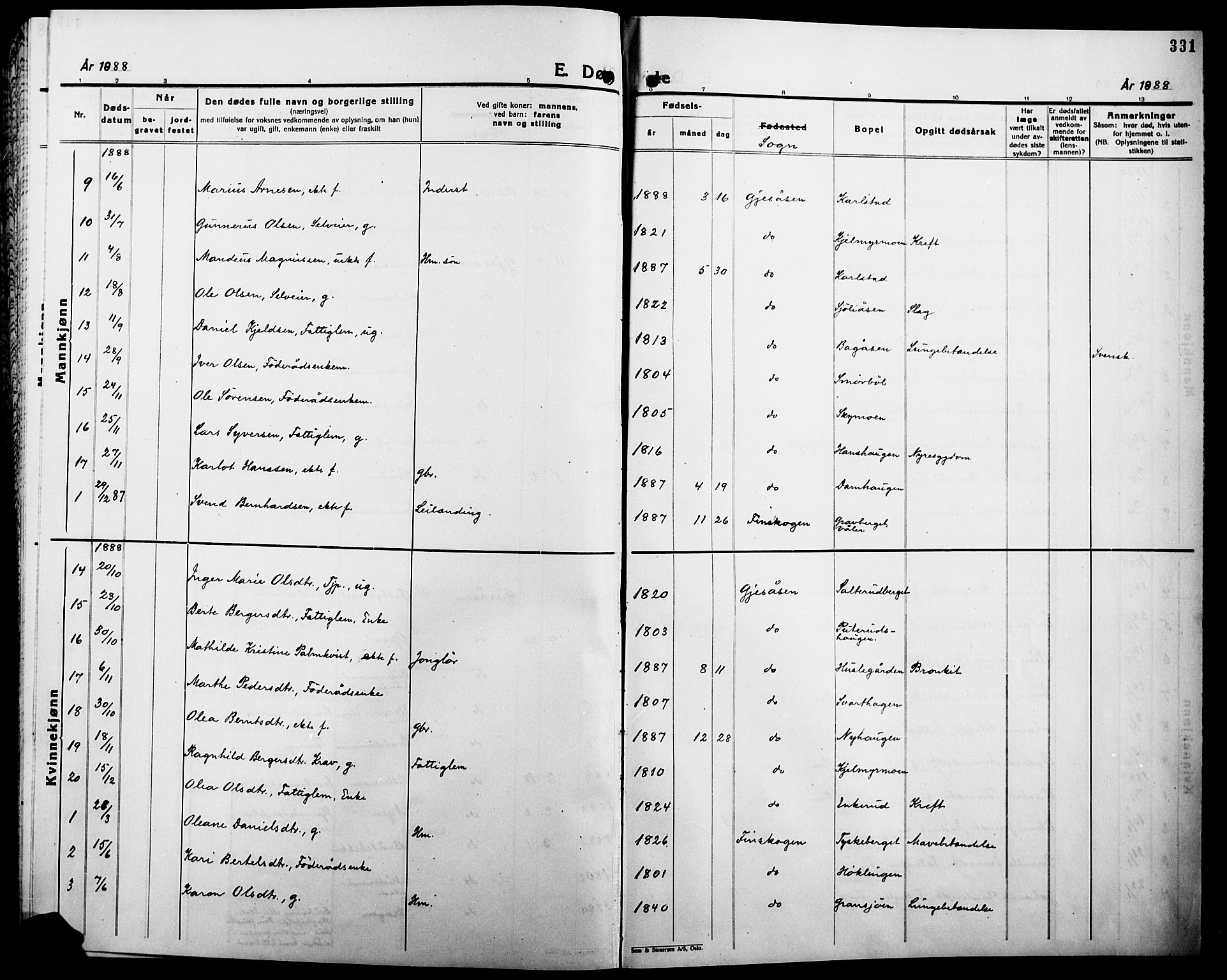 Åsnes prestekontor, AV/SAH-PREST-042/H/Ha/Haa/L0000B: Parish register (official), 1870-1889, p. 331