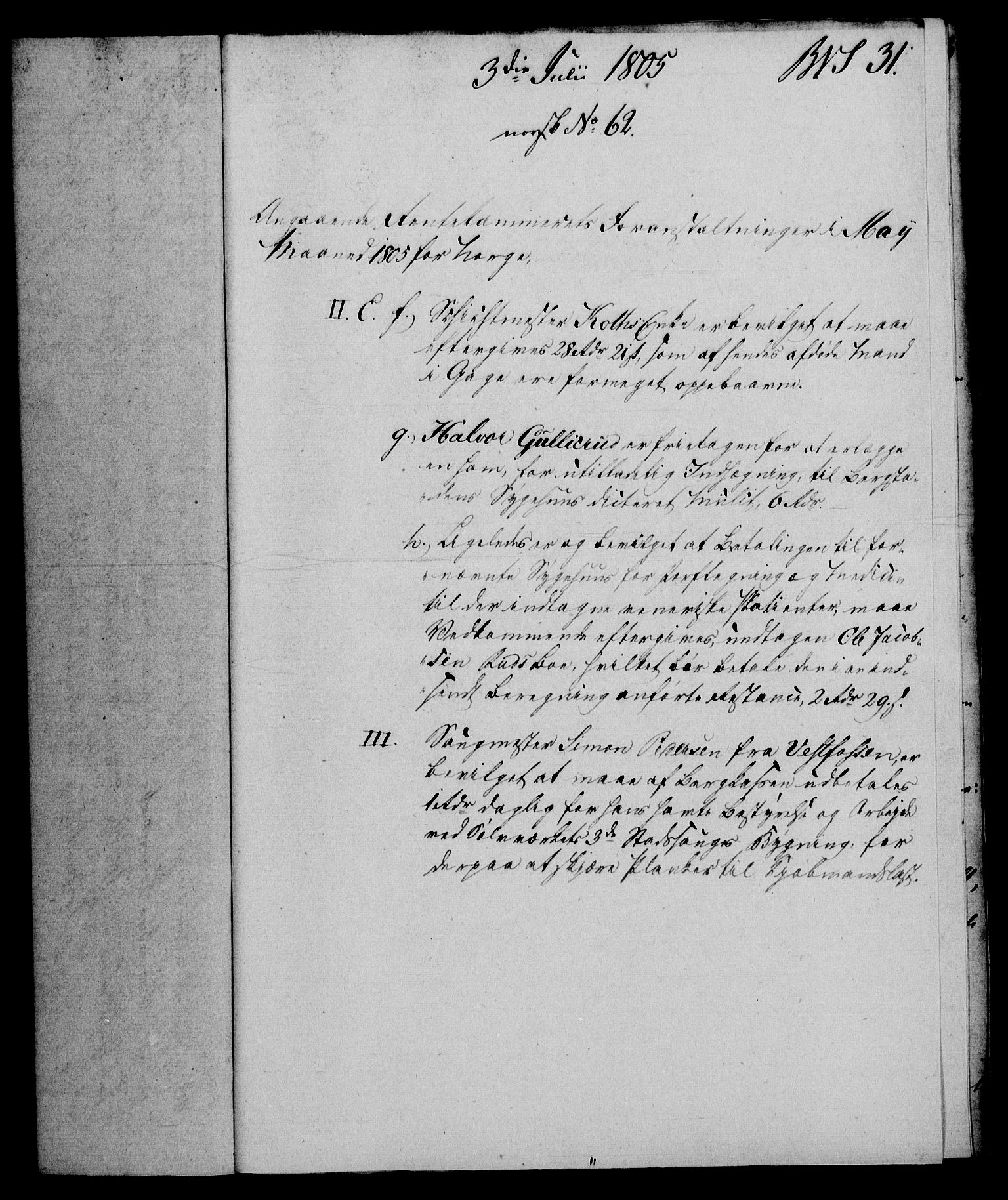 Rentekammeret, Renteskriverkontorene, AV/RA-EA-3115/M/Mf/Mfb/L0007: Relasjons- og resolusjonsprotokoll med register (merket RK 54.13), 1805-1806