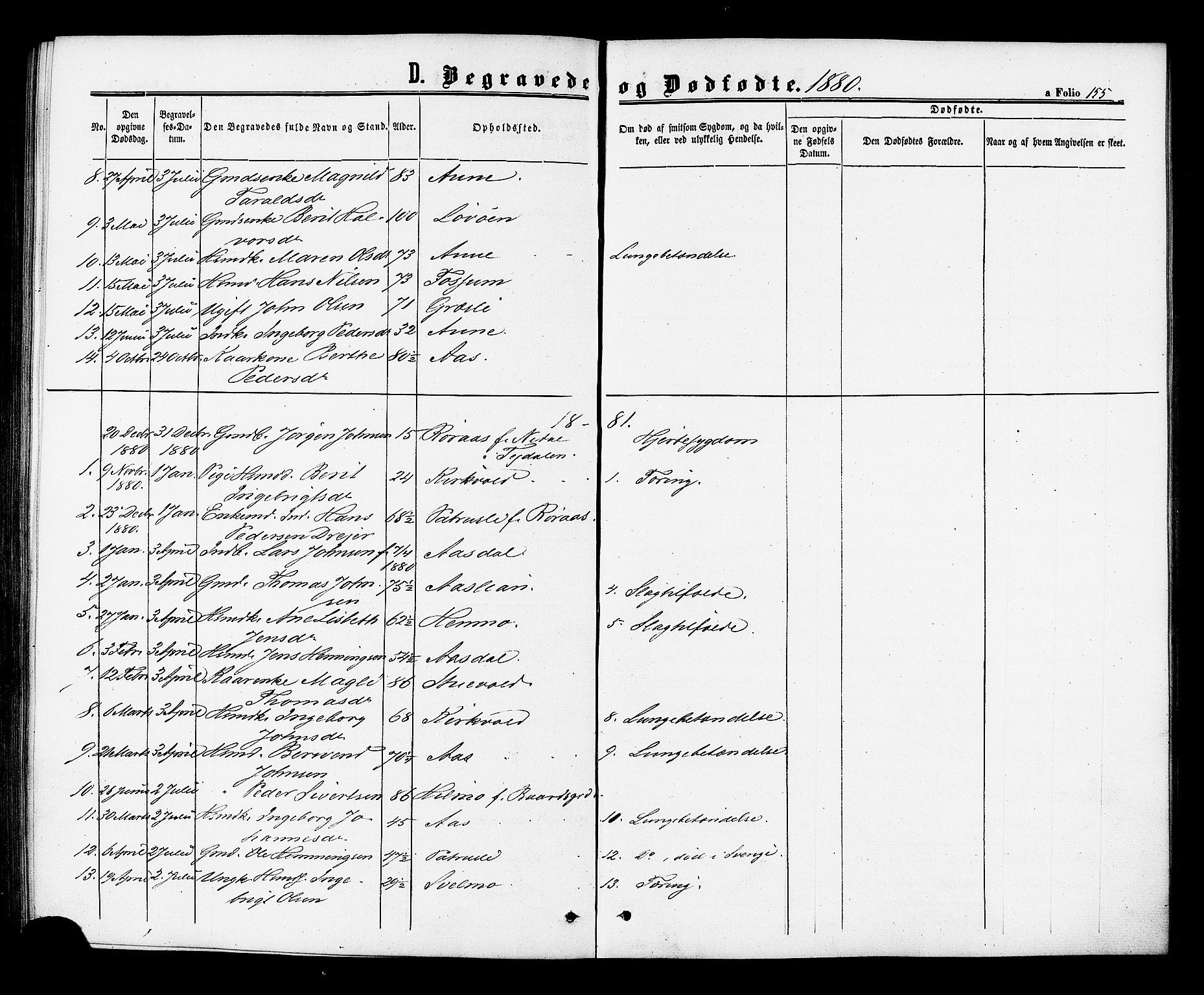 Ministerialprotokoller, klokkerbøker og fødselsregistre - Sør-Trøndelag, SAT/A-1456/698/L1163: Parish register (official) no. 698A01, 1862-1887, p. 155