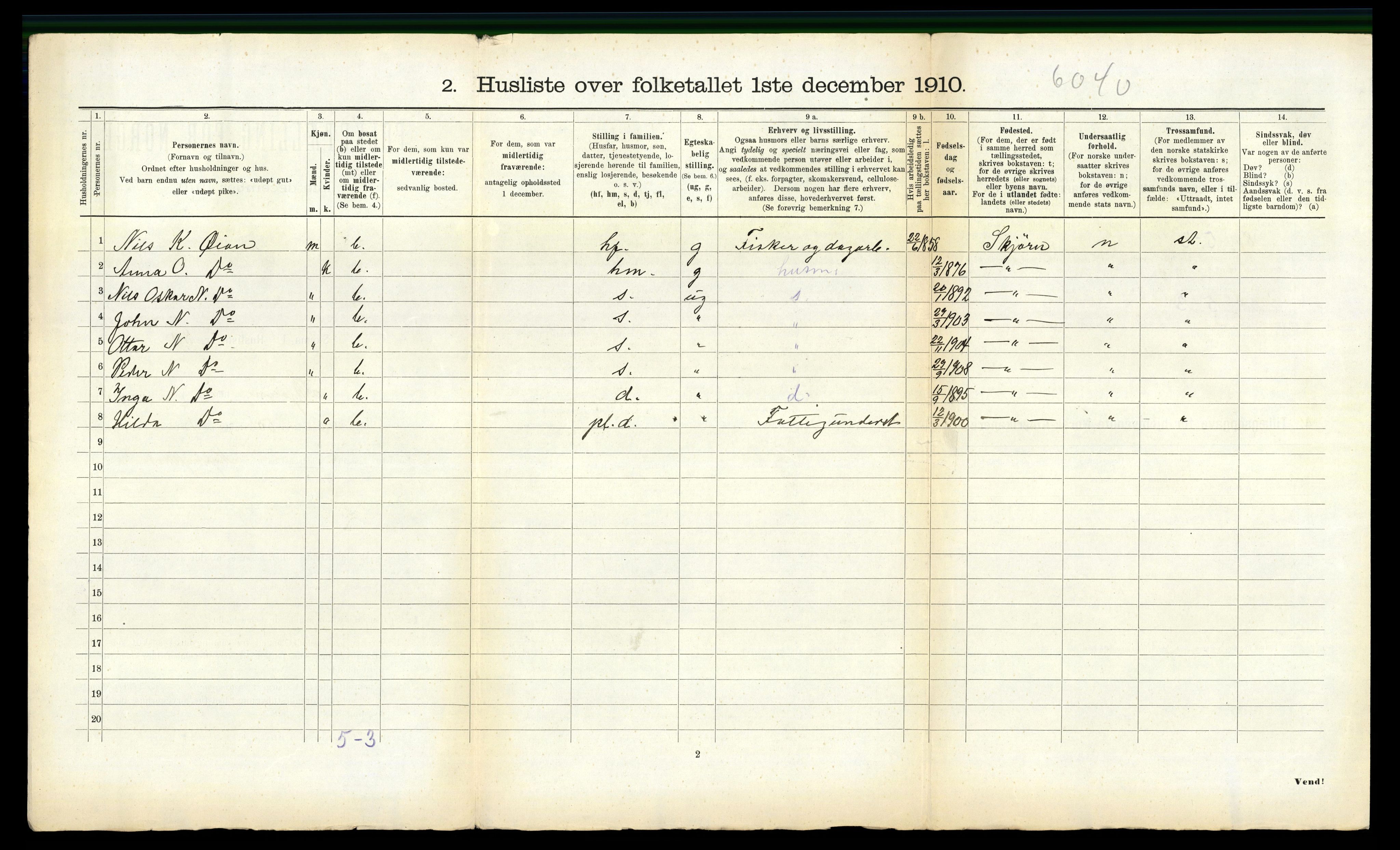 RA, 1910 census for Stjørna, 1910, p. 452