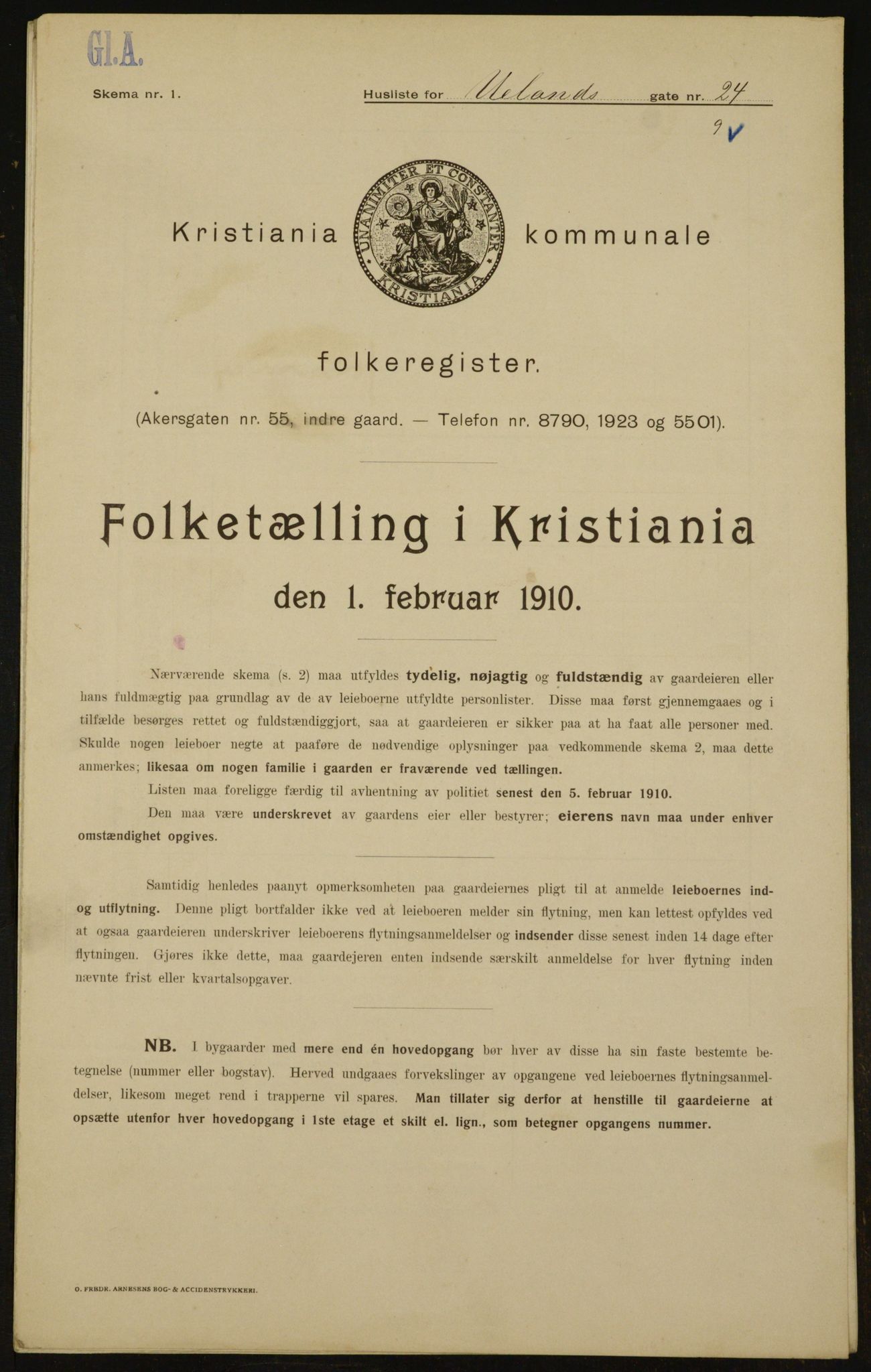 OBA, Municipal Census 1910 for Kristiania, 1910, p. 112533