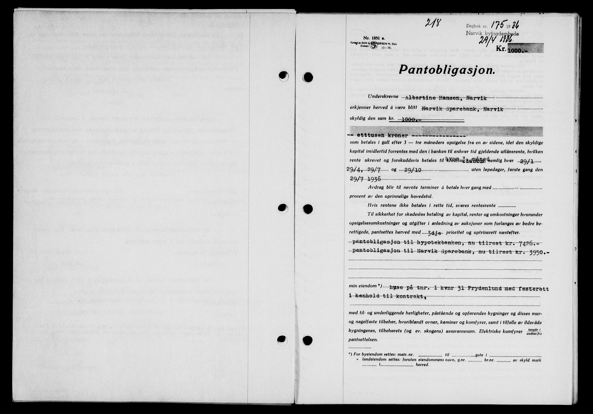 Narvik sorenskriveri, SAT/A-0002/1/2/2C/2Ca/L0011: Mortgage book no. 14, 1935-1937, Deed date: 29.04.1936