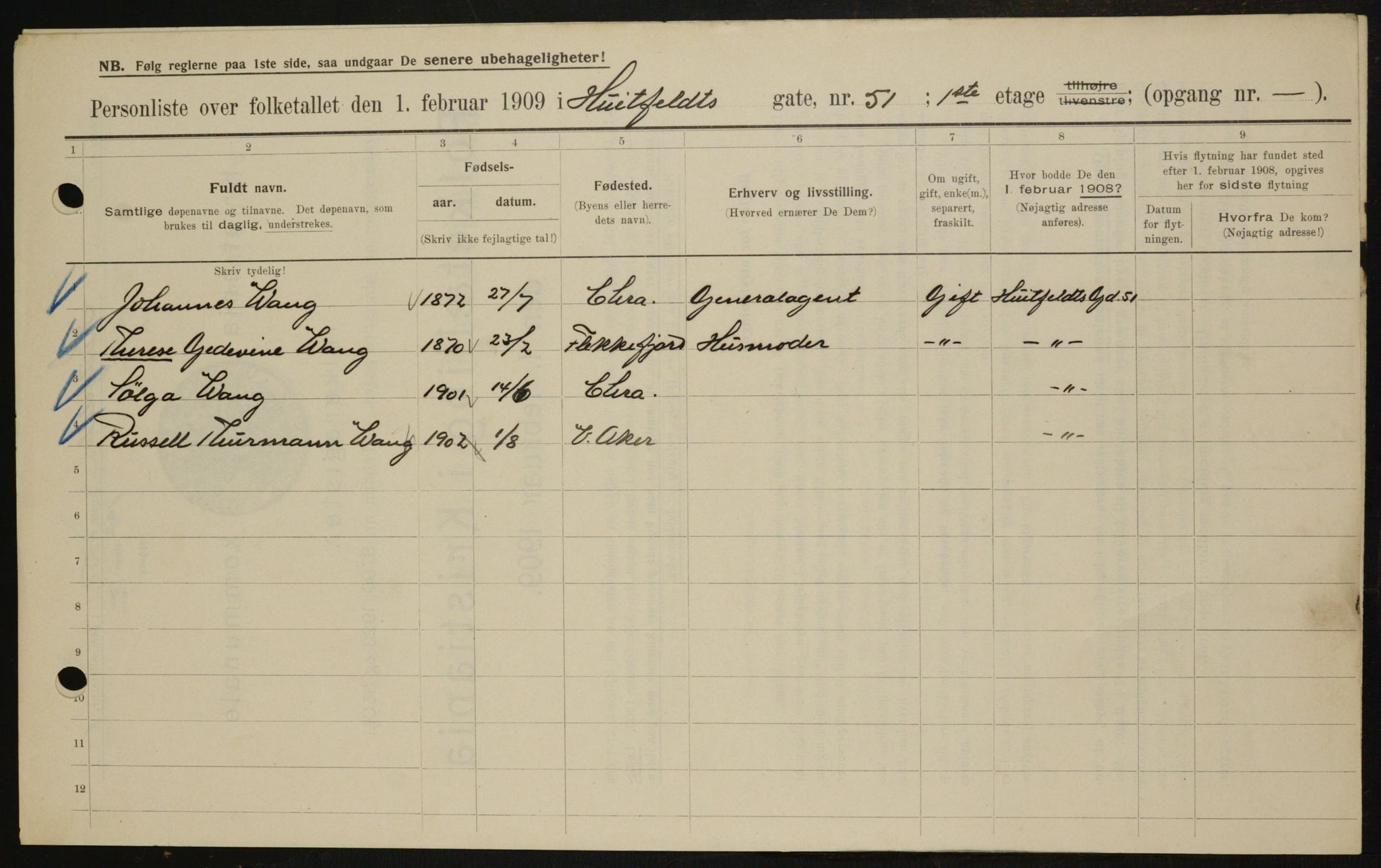 OBA, Municipal Census 1909 for Kristiania, 1909, p. 38353