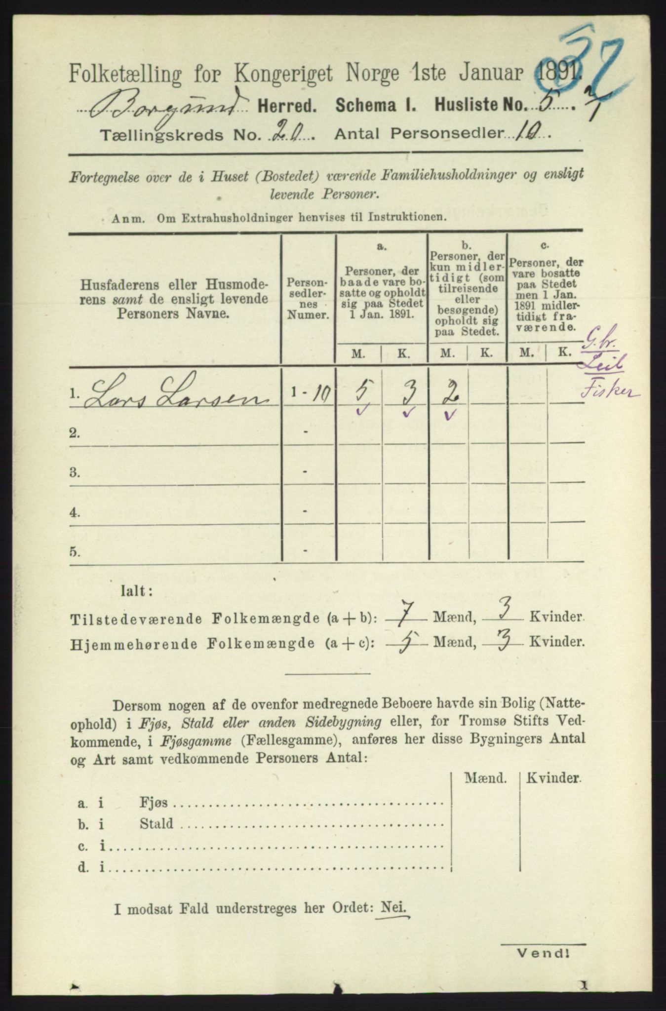 RA, 1891 census for 1531 Borgund, 1891, p. 6088