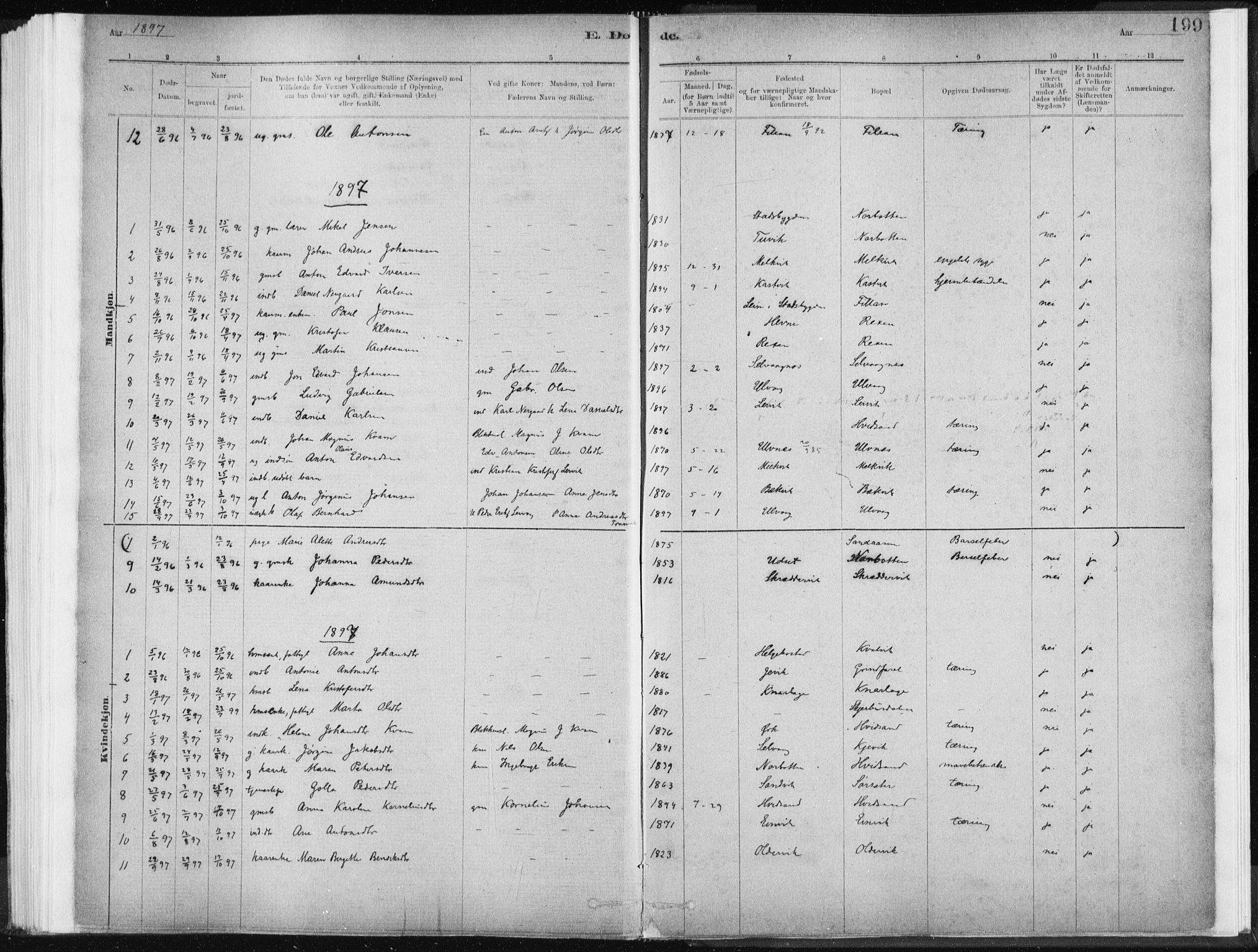 Ministerialprotokoller, klokkerbøker og fødselsregistre - Sør-Trøndelag, SAT/A-1456/637/L0558: Parish register (official) no. 637A01, 1882-1899, p. 199