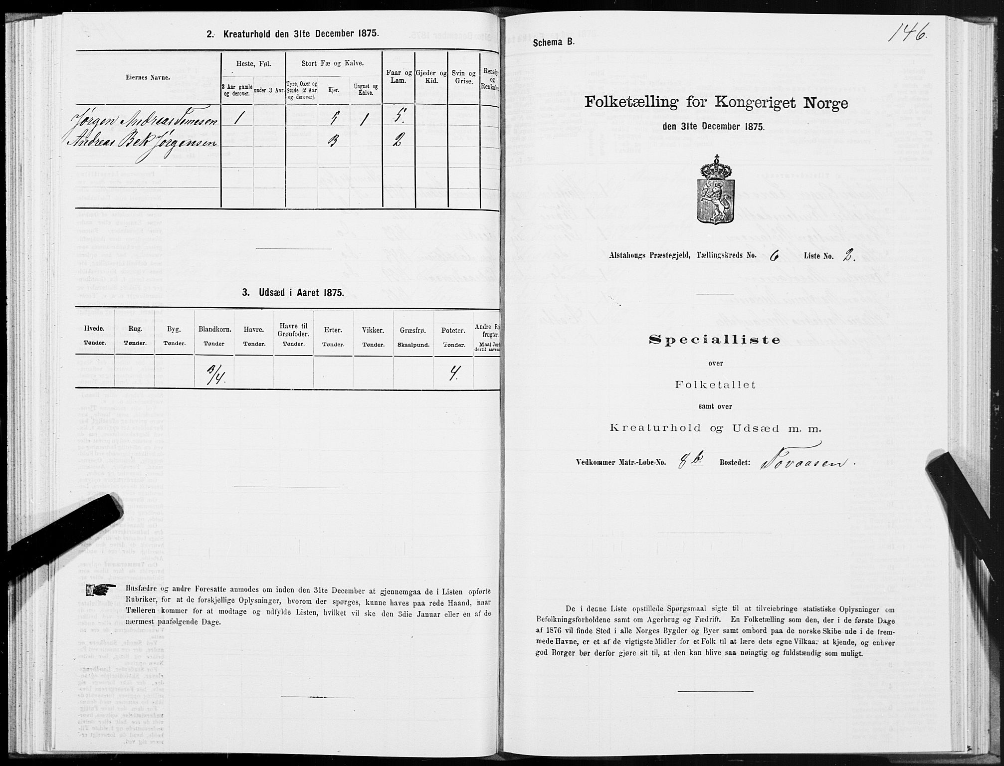 SAT, 1875 census for 1820P Alstahaug, 1875, p. 4146