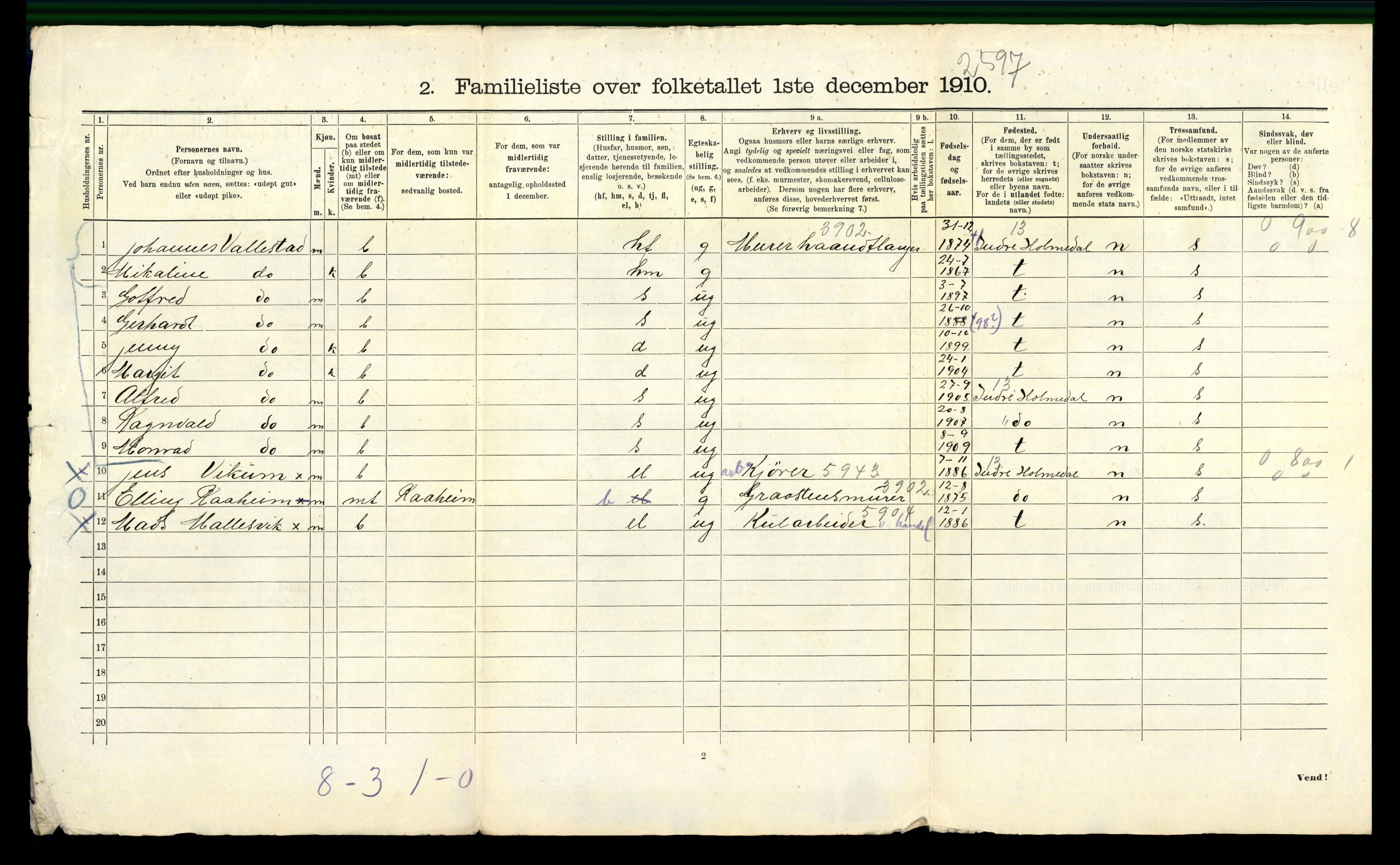 RA, 1910 census for Bergen, 1910, p. 14898