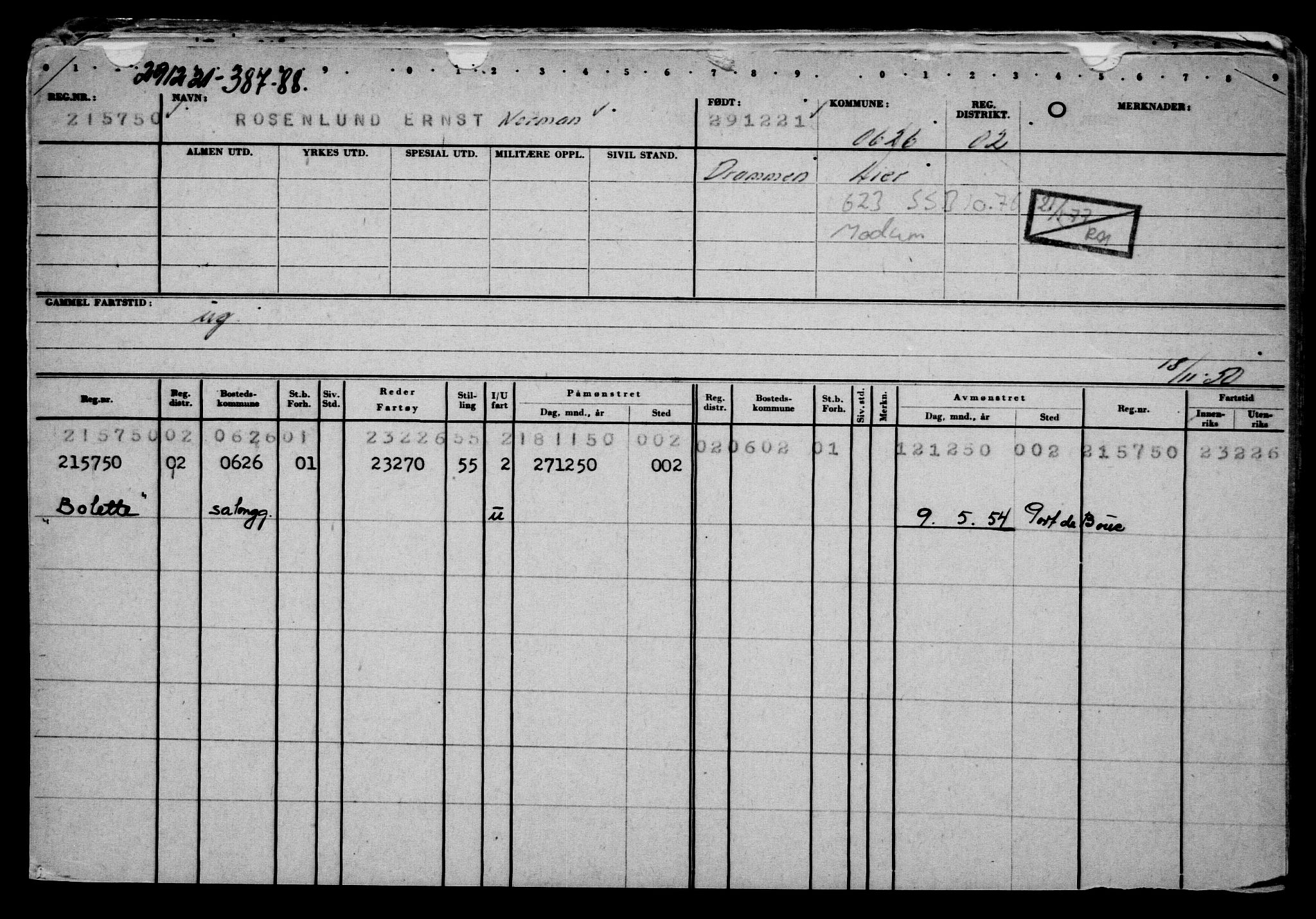 Direktoratet for sjømenn, AV/RA-S-3545/G/Gb/L0201: Hovedkort, 1921-1922, p. 396