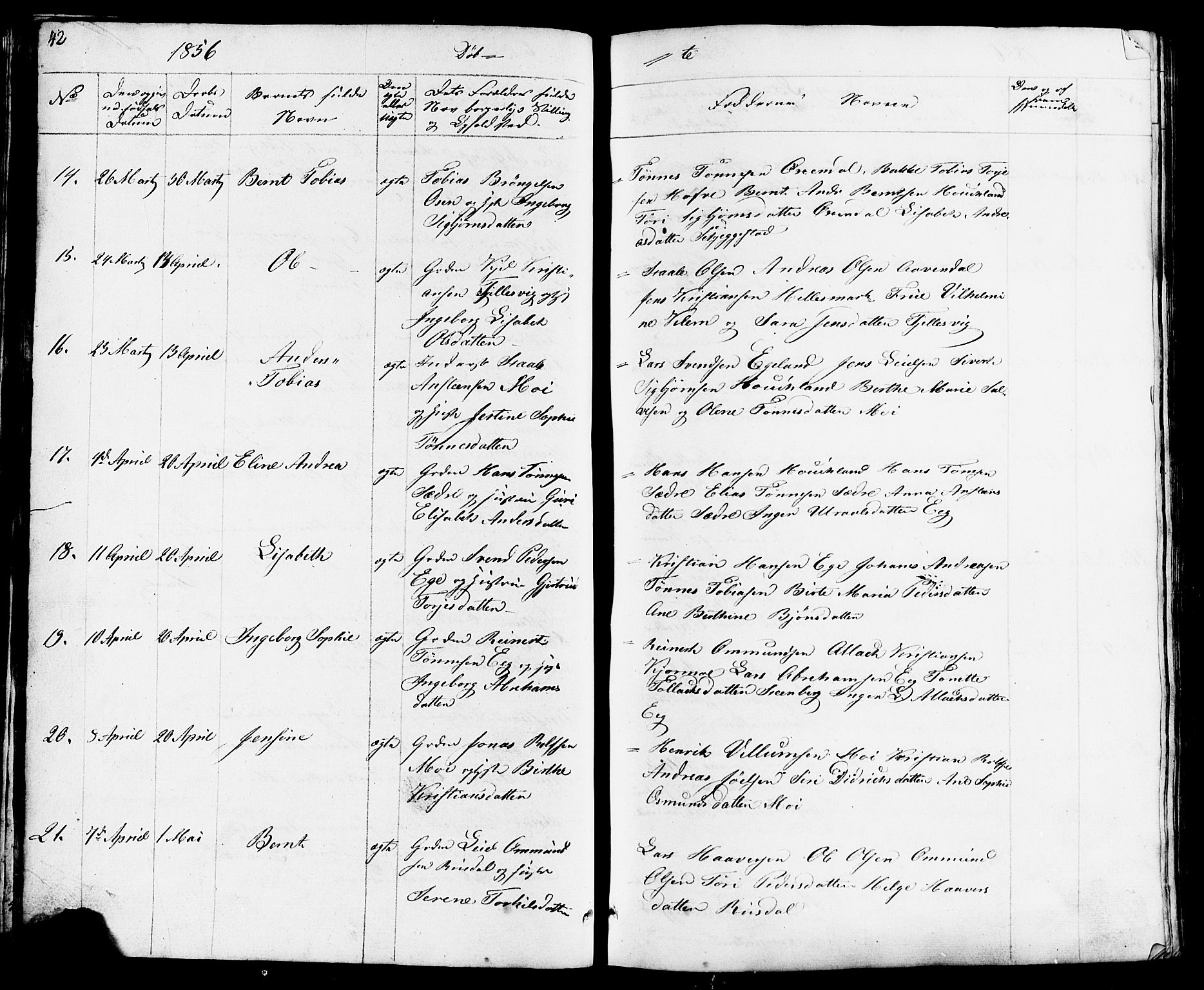 Lund sokneprestkontor, SAST/A-101809/S07/L0003: Parish register (copy) no. B 3, 1848-1885, p. 42